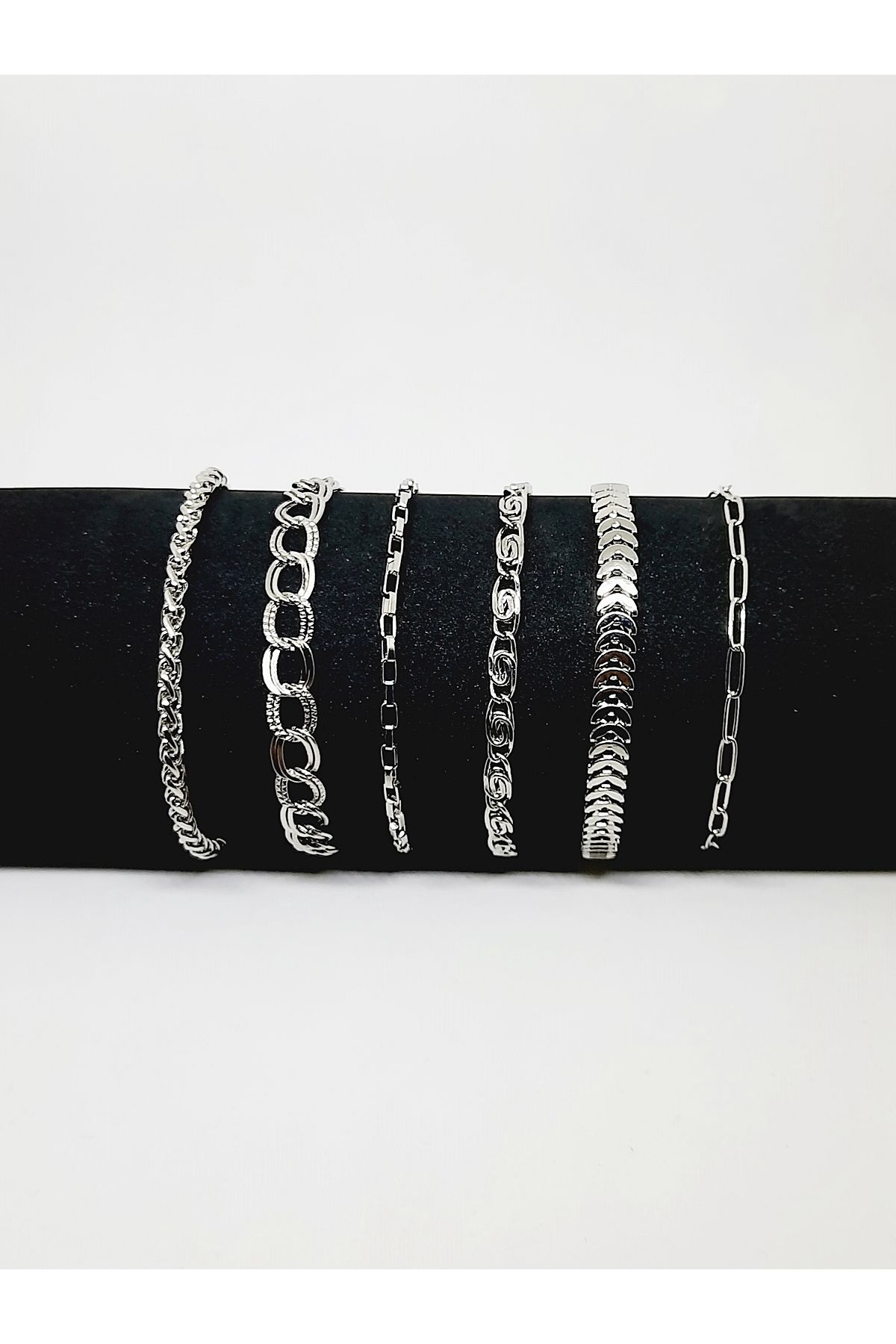 Kusakli-Silver Color 6-Piece Chain Bracelet Set 3