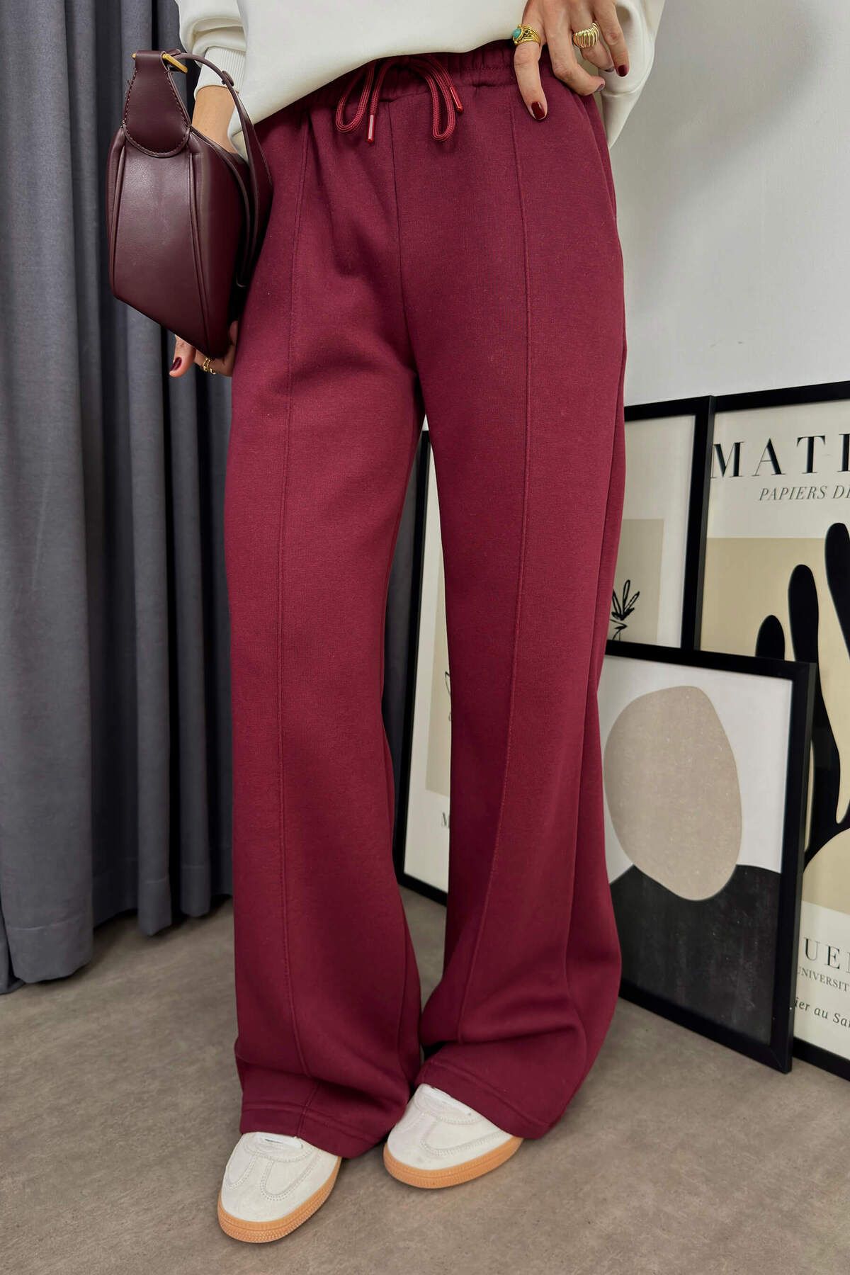 Sue Store-Σετ φόρμας White Claret Red Raster Oversize 7