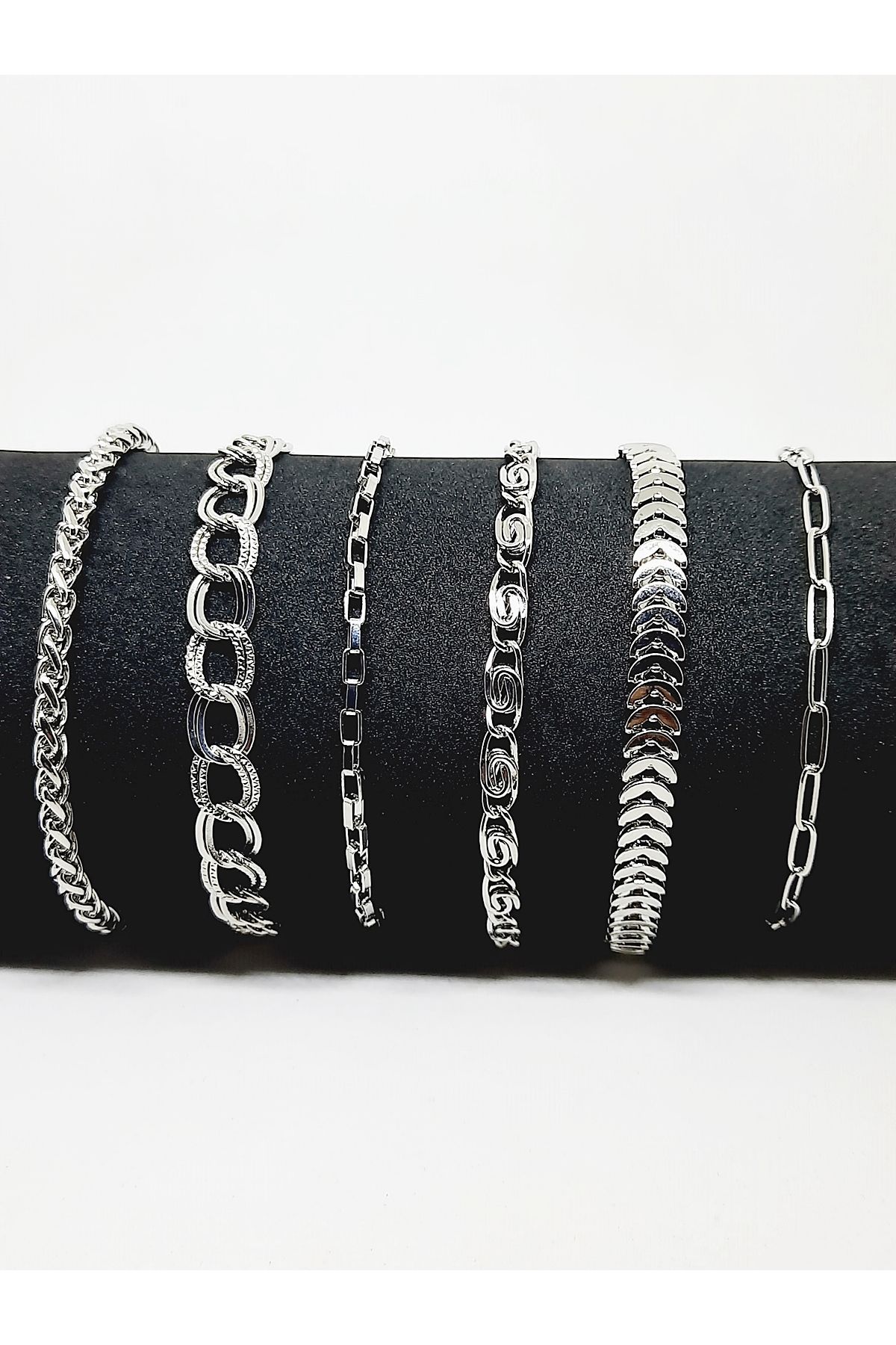 Kusakli-Silver Color 6-Piece Chain Bracelet Set 4