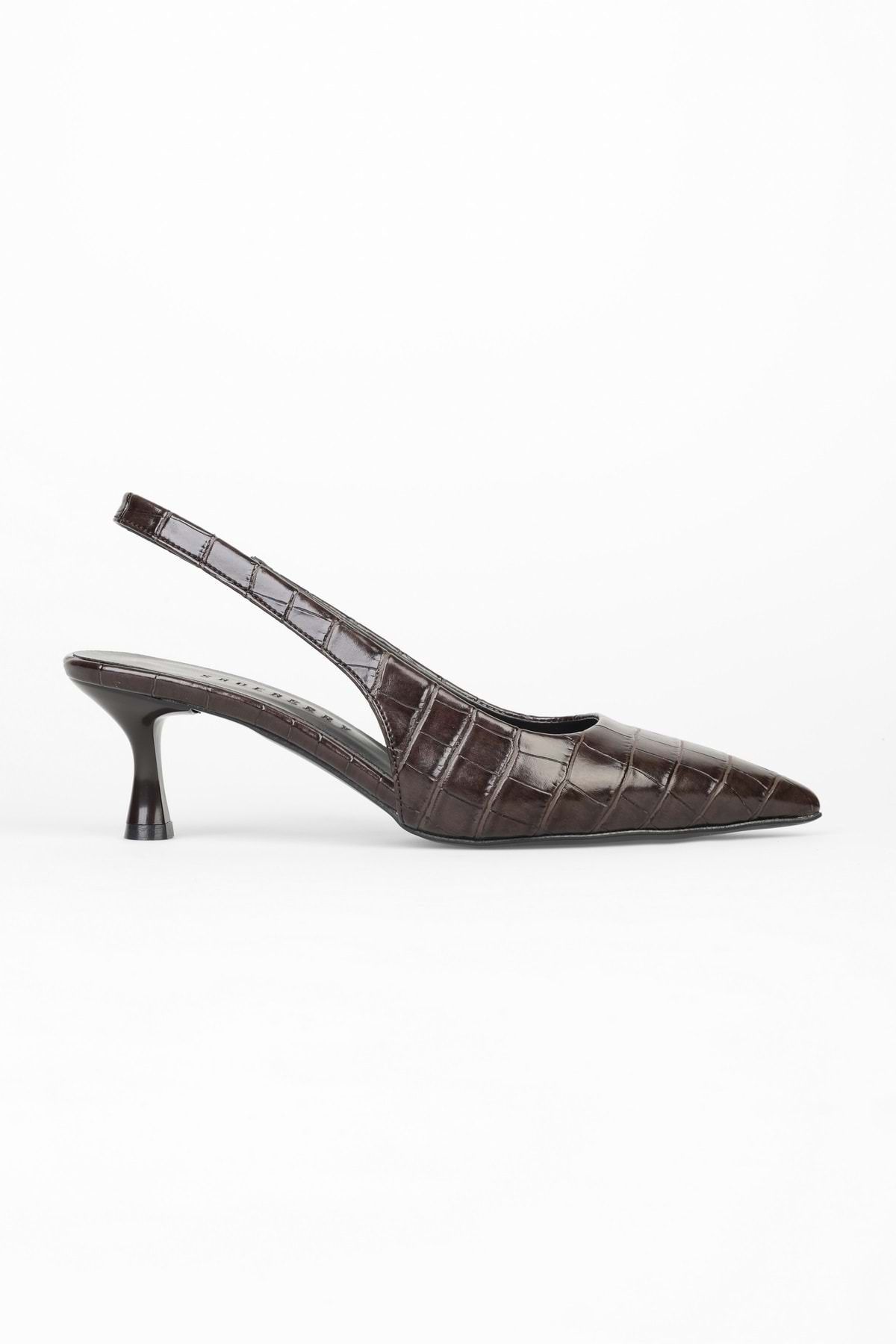 Shoeberry-Women's Avey Brown Crocodile Patterned Stiletto 4