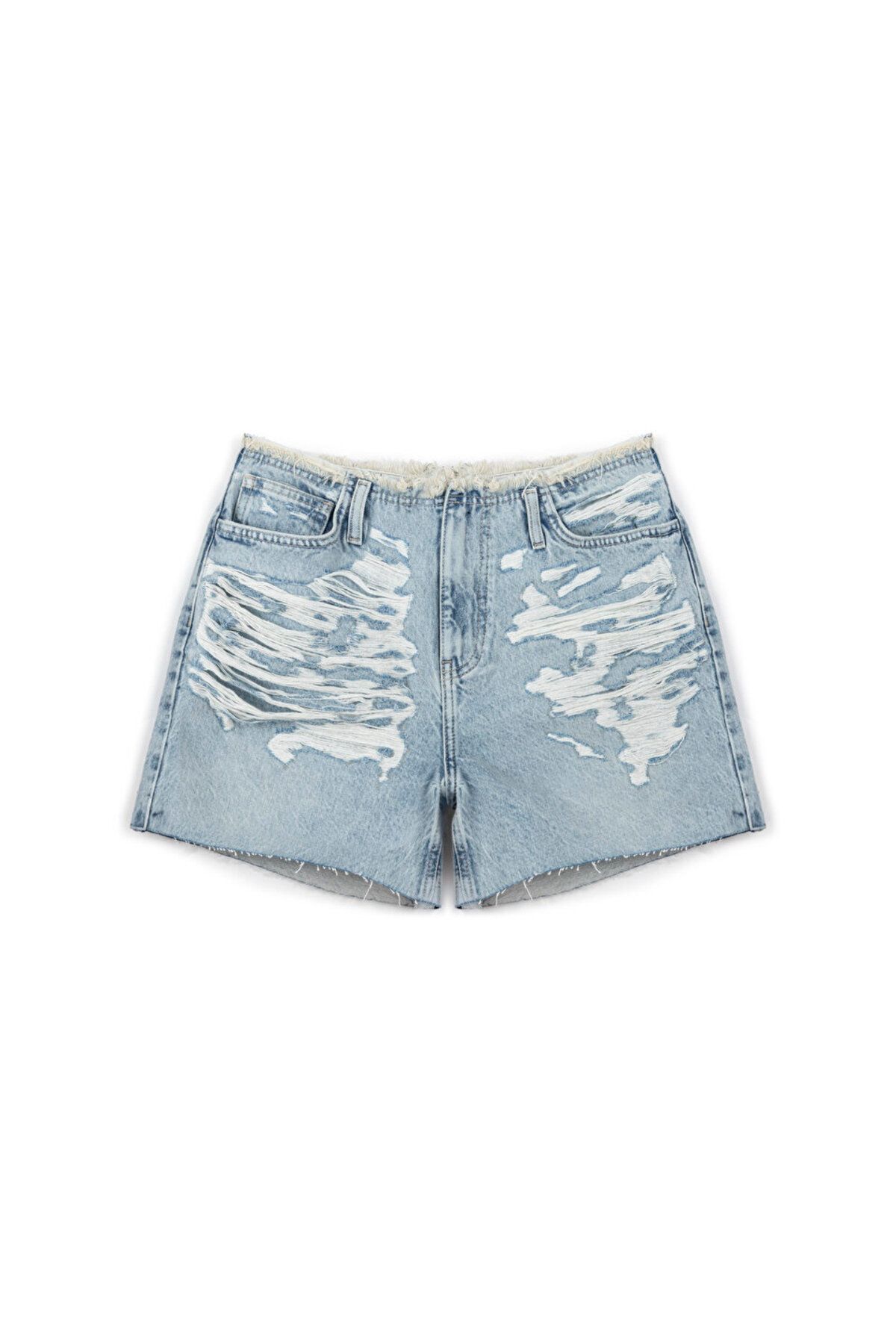 Twist-Antique Effect Jean Shorts 1