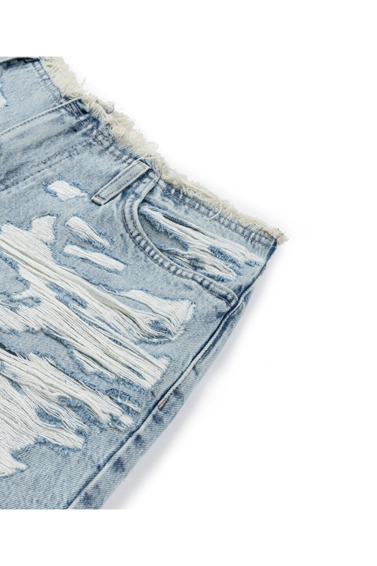 Twist-Antique Effect Jean Shorts 2