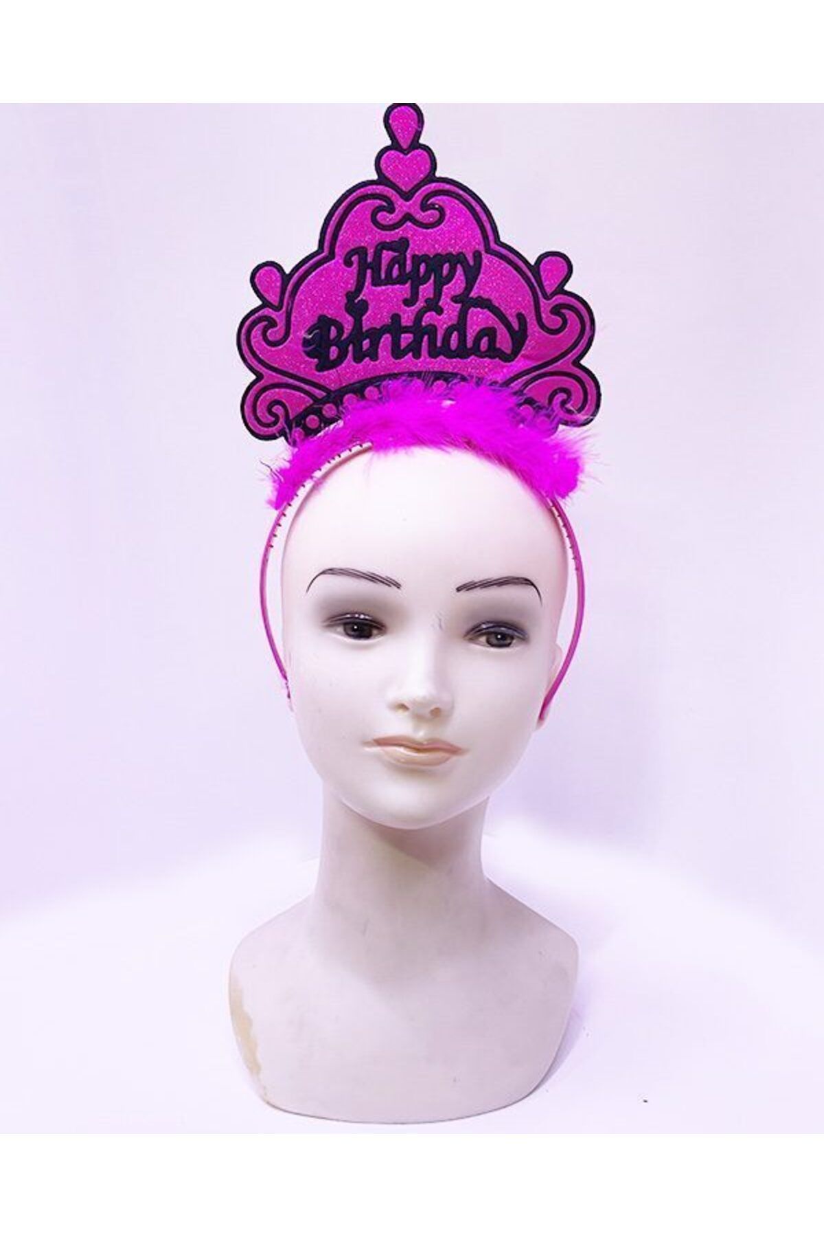 Kareem Happy Birthday Neon Fuşya Renk Doğum Günü Tacı 24x15 cm (Lisinya) - 52361-1453