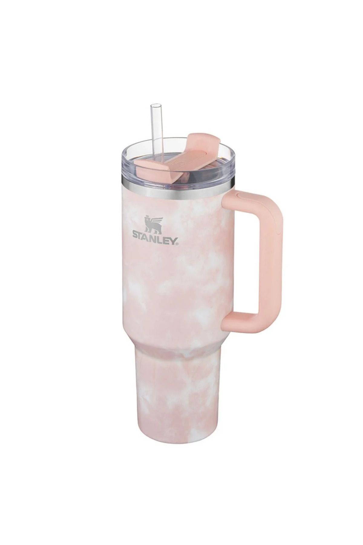 Stanley-Quencher H2.0 Flowstate ™   40 oz Tumbler - Pink-White with Straw, Pink Tie Dye Thermos 2