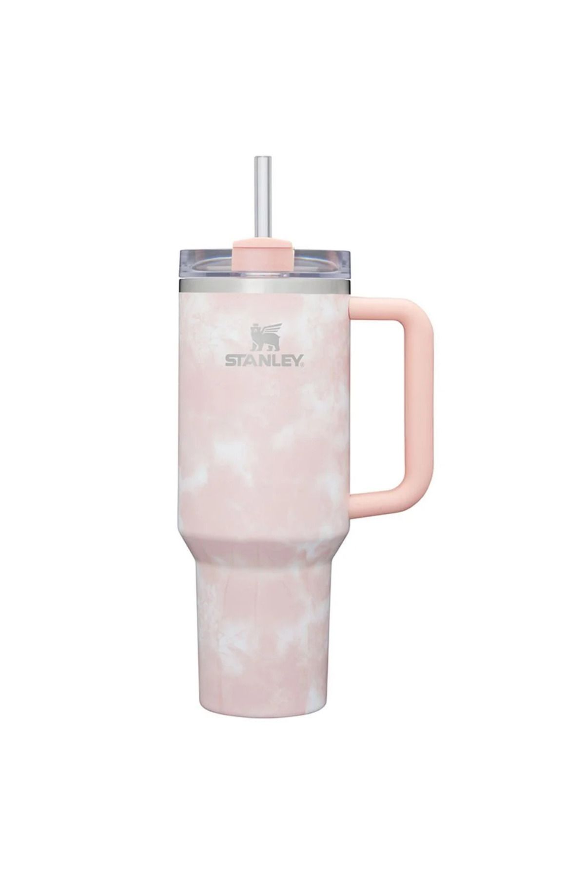 Stanley-Quencher H2.0 Flowstate ™   40 oz Tumbler - Pink-White with Straw, Pink Tie Dye Thermos 1