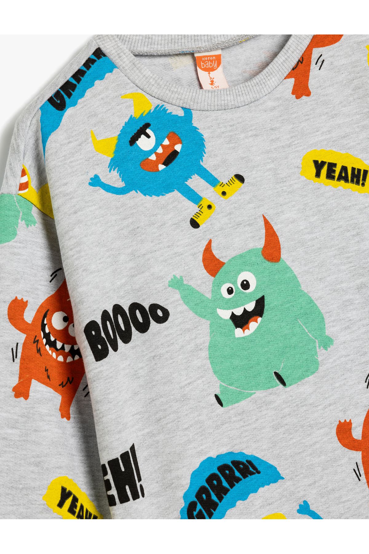 Koton-Monster Printed Long Sleeve Hooded Sweatshirt 3