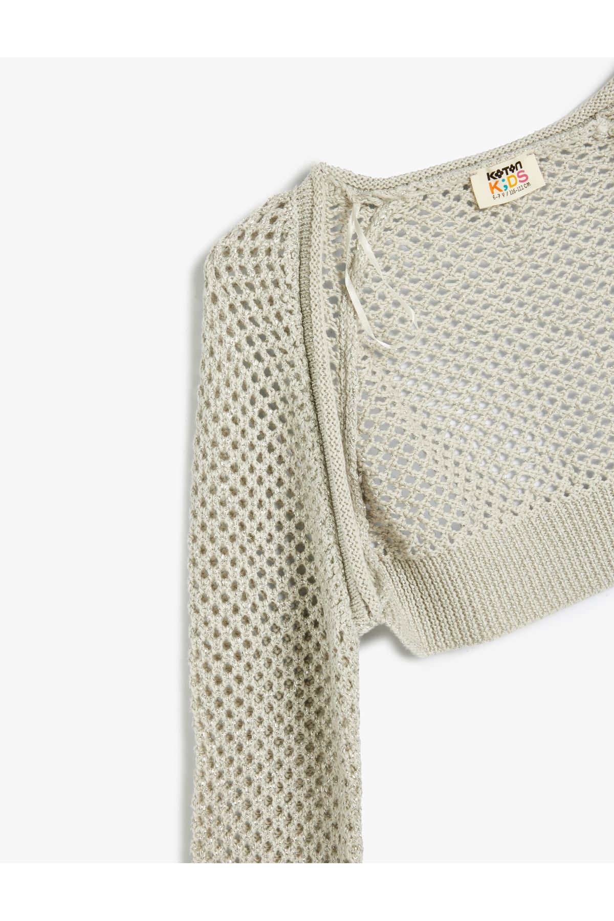 Koton-Openwork Crop Knitwear Cardigan - Long Sleeve 3