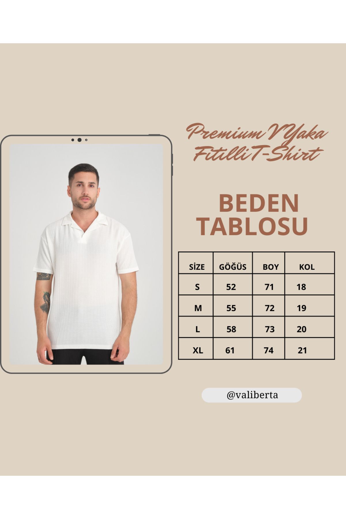 Valiberta-White Premium V-Neck Oversize Ribbed T-shirt 8