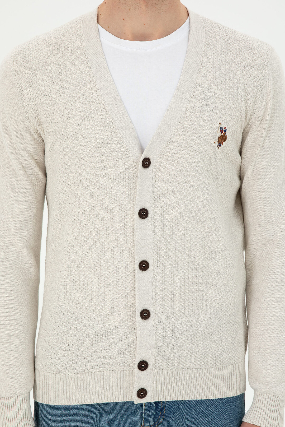 ژاکت تریکو پایه مردانه خاکستری ملانژ سنگی U.S. Polo Assn. مدل 50288878-VR225 — 6