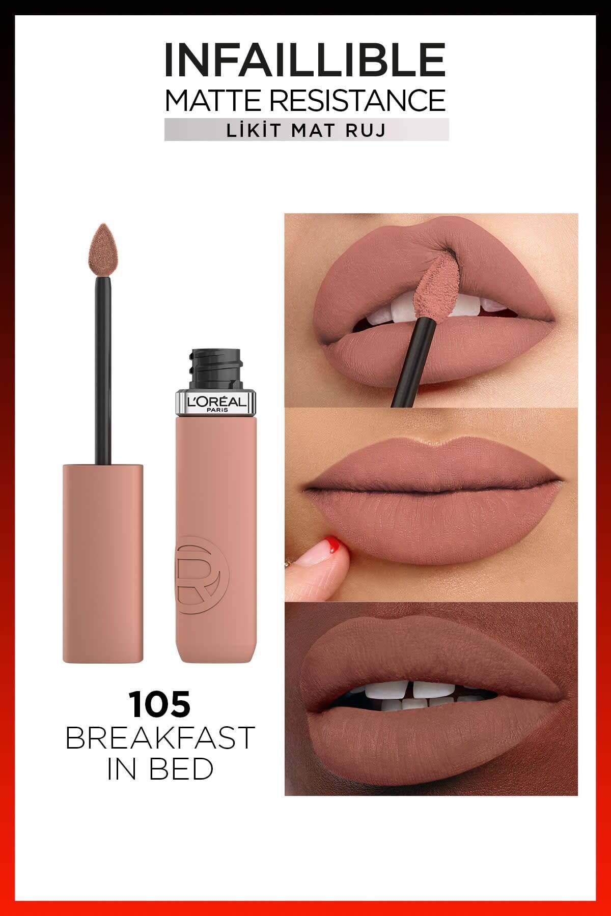 رژلب مات مایع Infaillible Matte Resistance - 105 صبحانه در تخت L'Oreal Paris