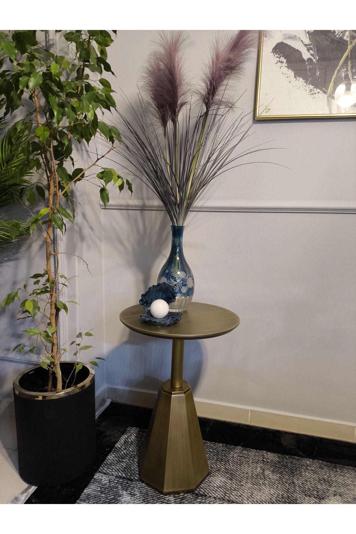 Tekli KÜPELİ Model Antik Eskitme Sehpa 55 Cm