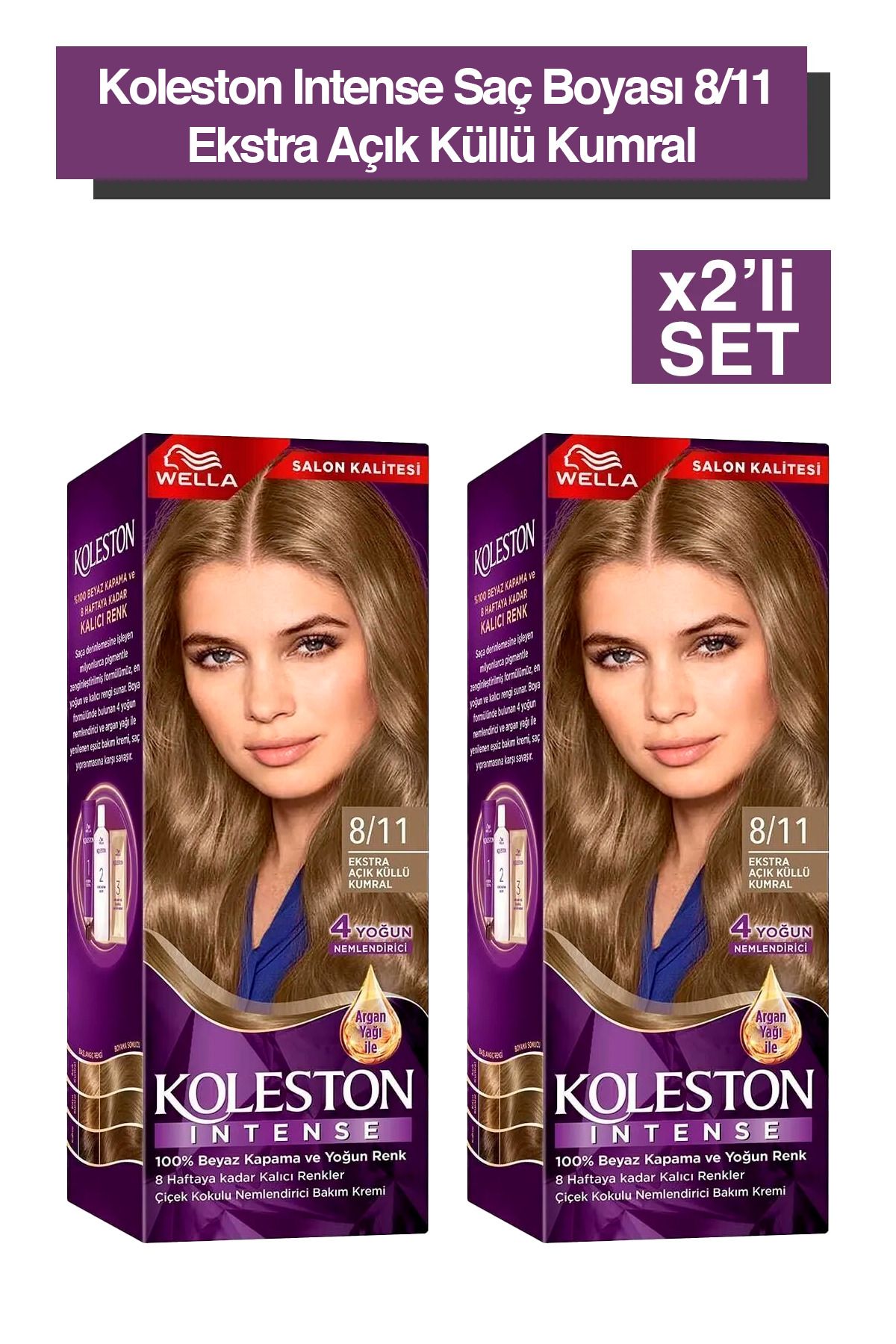 Koleston Intense Hair Dye 8/11 Extra Light Ashy Auburn - Salon Quality 2x Wella