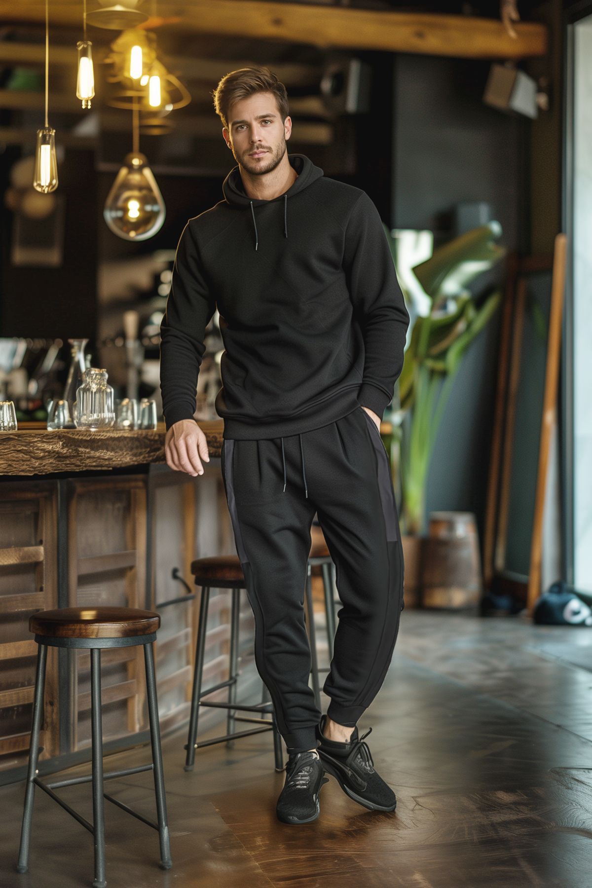 Trendyol Collection-Color Block Μαύρο αθλητικό αθλητικό παντελόνι - κανονική εφαρμογή TMNAW25EA00030 1