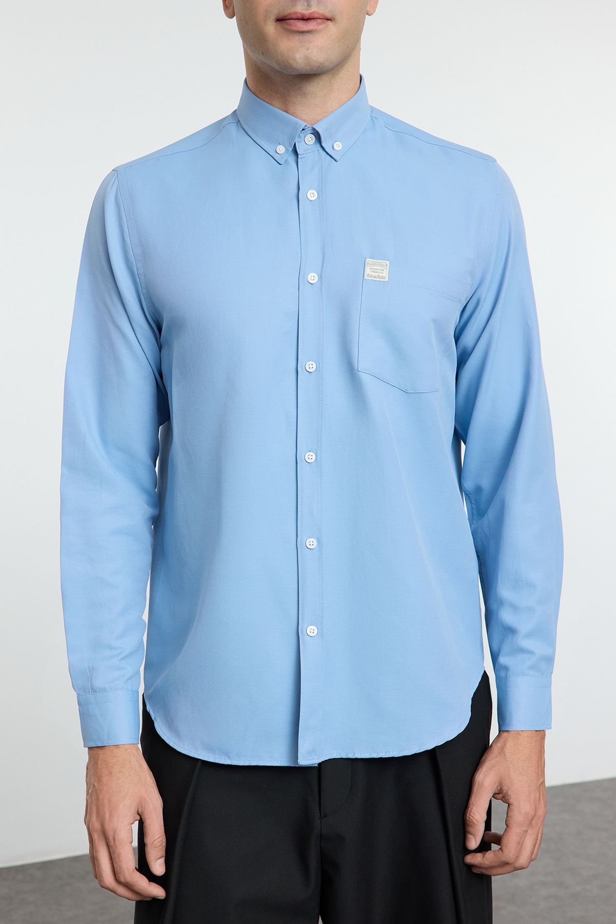 Trendyol Collection-Indigo Regular Fit - Easy-Iron Label Detailed Shirt Tmnaw25Go00011 3