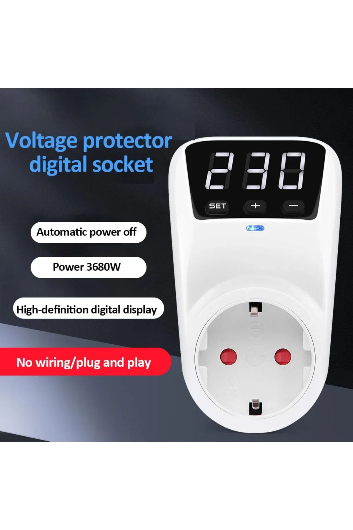 Choice-Adjustable Voltage Protector Socket 15A/16A Automatic Power Surge Protector EU/US Plug Socket Und... 3