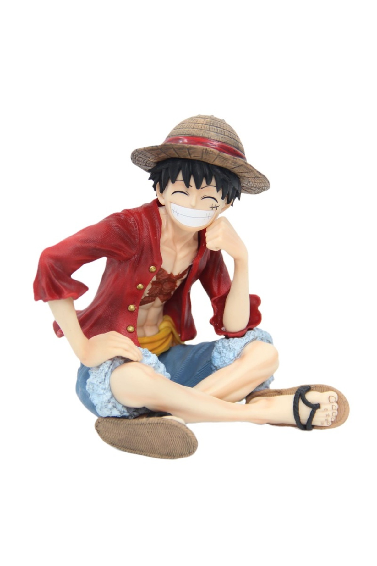 Choice-One Piece 13cm Iu Sitting Posture Luffy Anime Figure Model Straw Hat Smiling Face Luffy Model Com... 8