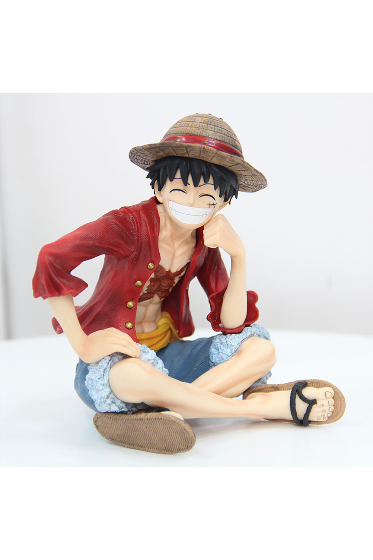 Choice-One Piece 13cm Iu Sitting Posture Luffy Anime Figure Model Straw Hat Smiling Face Luffy Model Com... 3