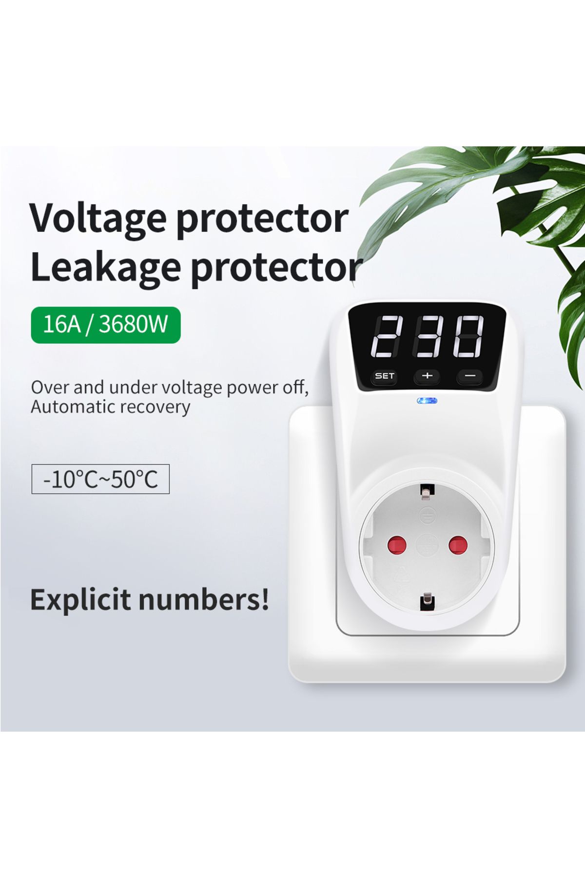 JUANJUAN-Eu 230v 16a New Adjustable Voltage Protector Socket Ac 230v 16a Automatic Power Surge Protector Eu P 3