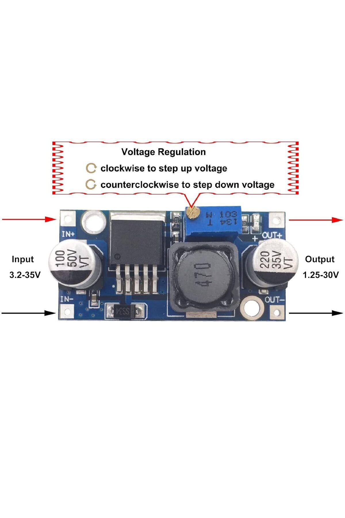 AOKIN-10pcs LM2596 LM2596S DC-DC Step Down Variable Volt Regulator Input 3.0-40V Output 1.5-35V Adjusta... 6