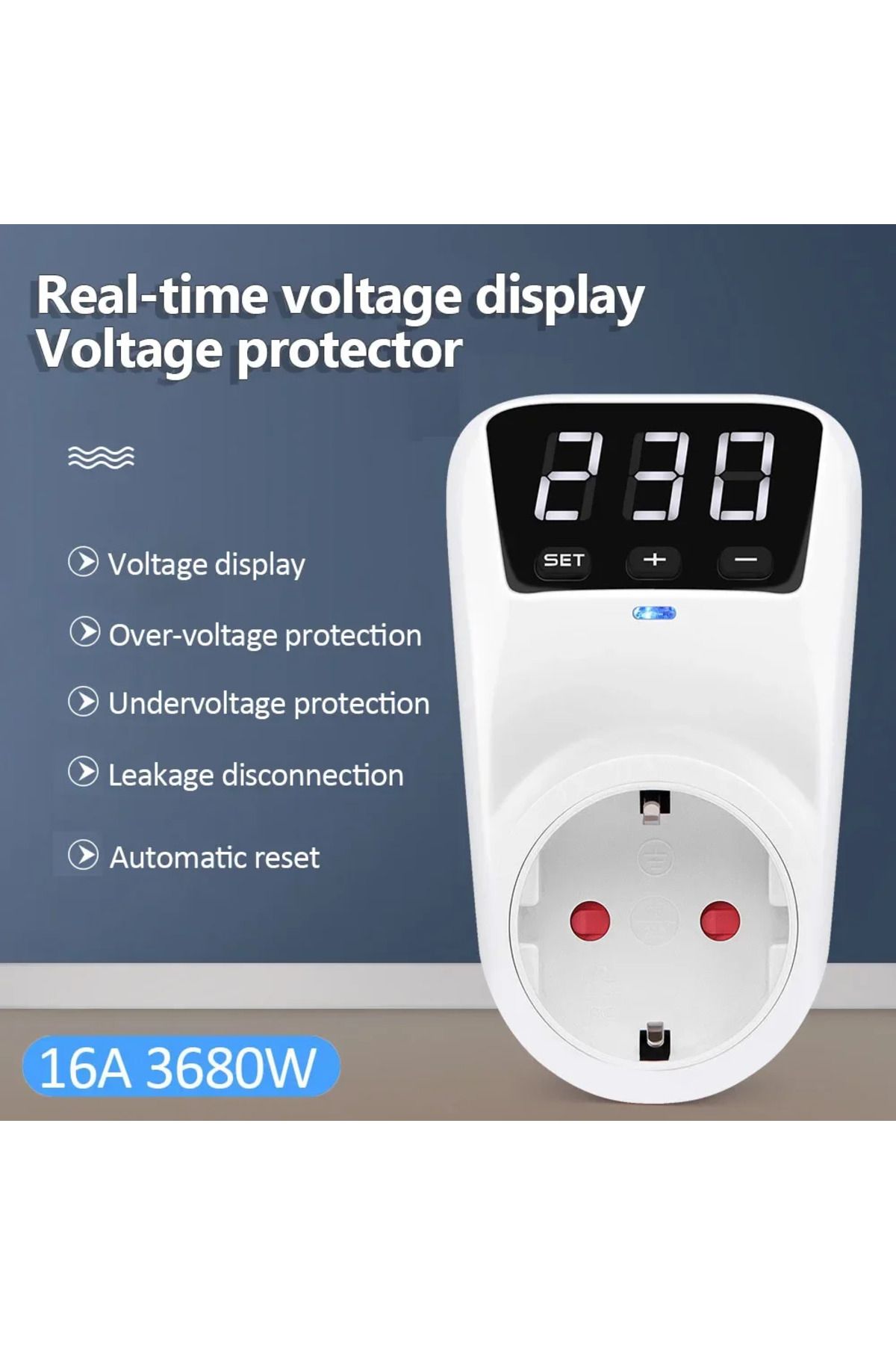 Choice-Adjustable Voltage Protector Socket 15A/16A Automatic Power Surge Protector EU/US Plug Socket Und... 2