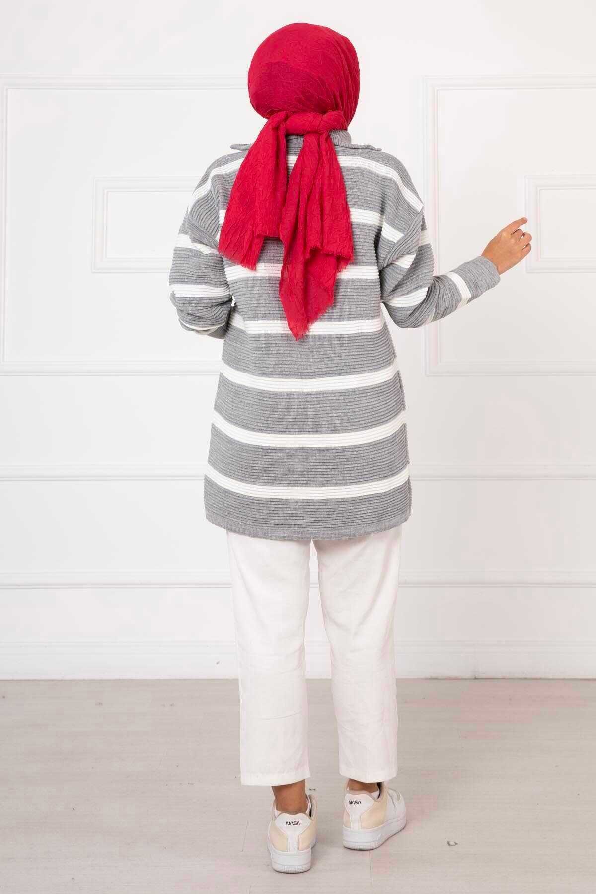 EBRUTESETTÜR-Zipper Detailed Striped Tunic 5