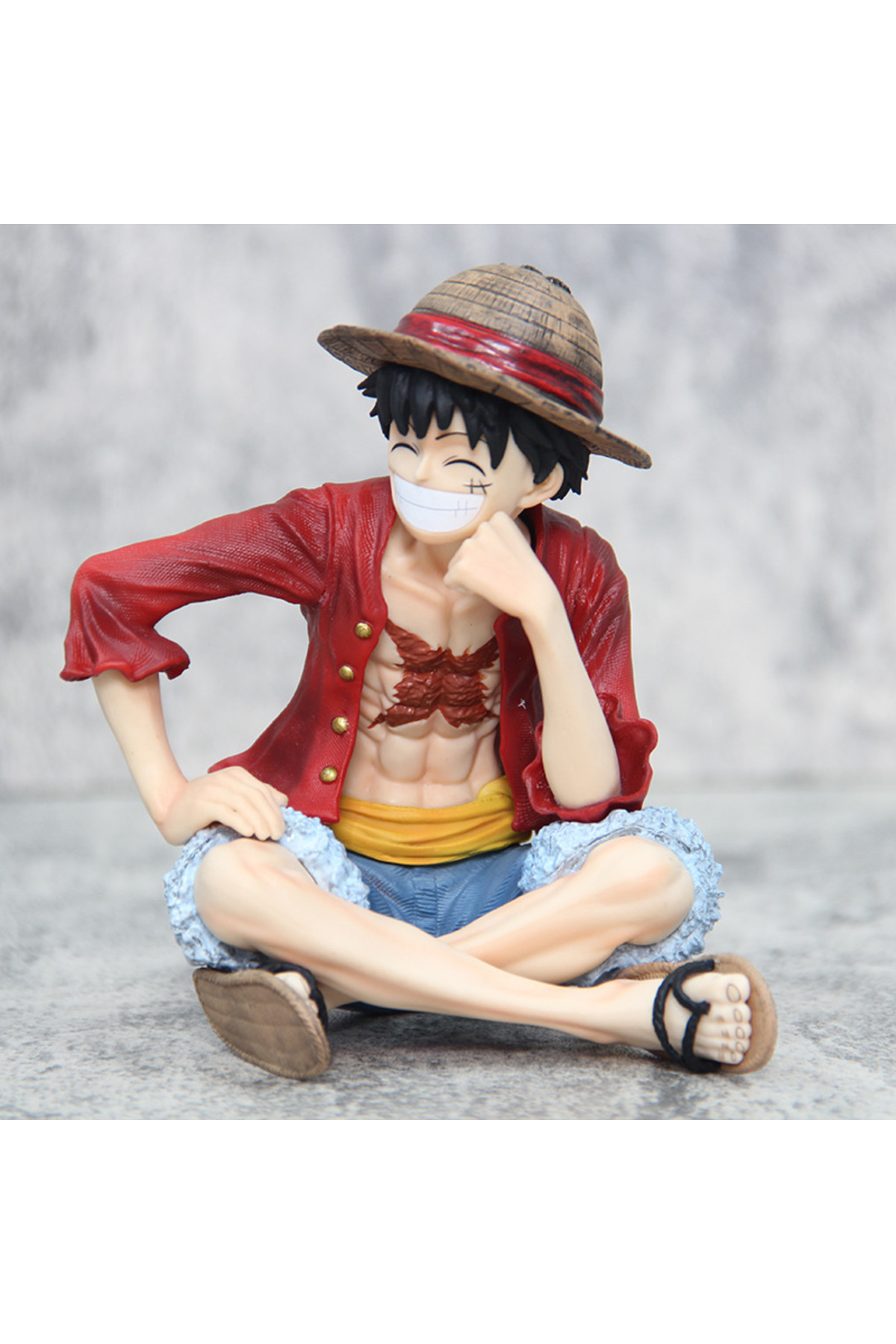 Choice-One Piece 13cm Iu Sitting Posture Luffy Anime Figure Model Straw Hat Smiling Face Luffy Model Com... 4