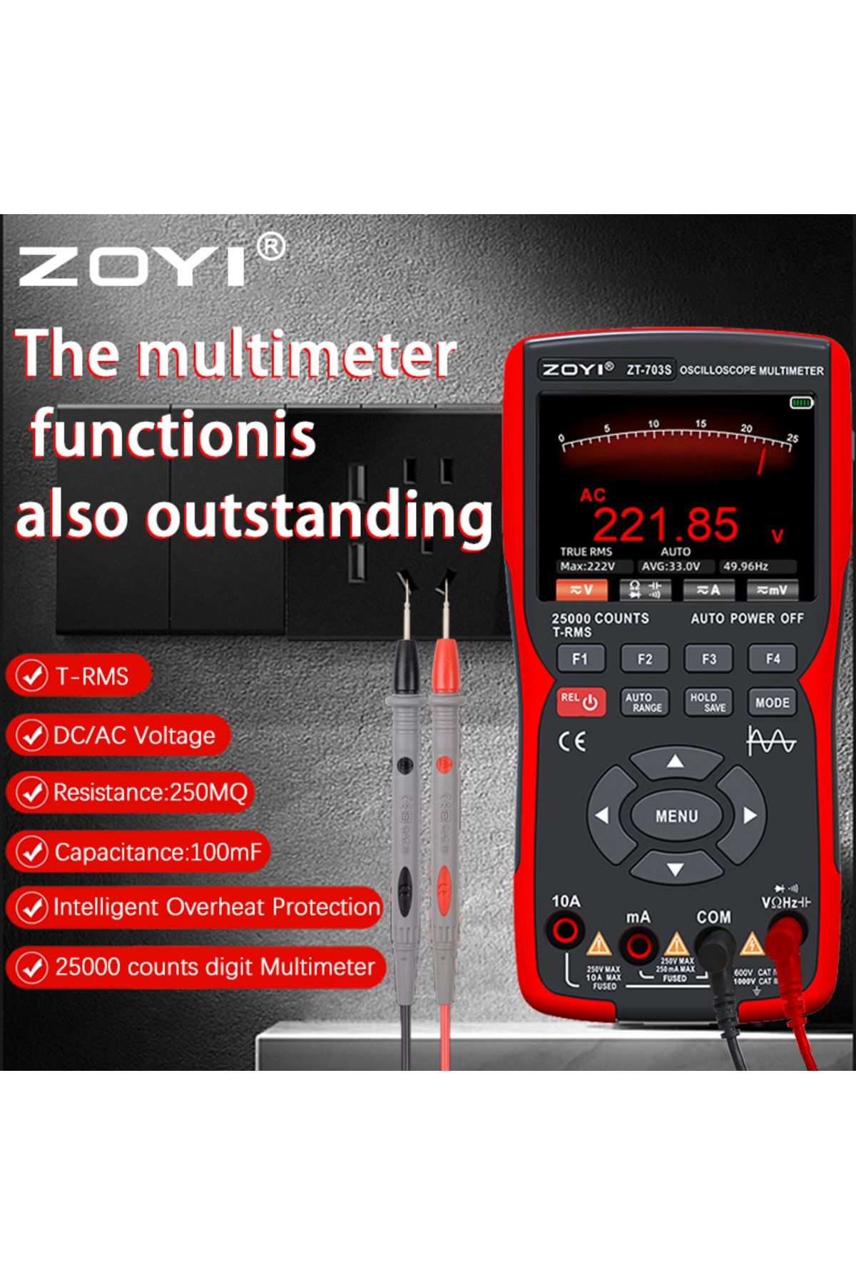 ZOYI-ZT-703 Handheld digital oscilloscope multimeter three-in-one two-channel oscillometer signal... 8