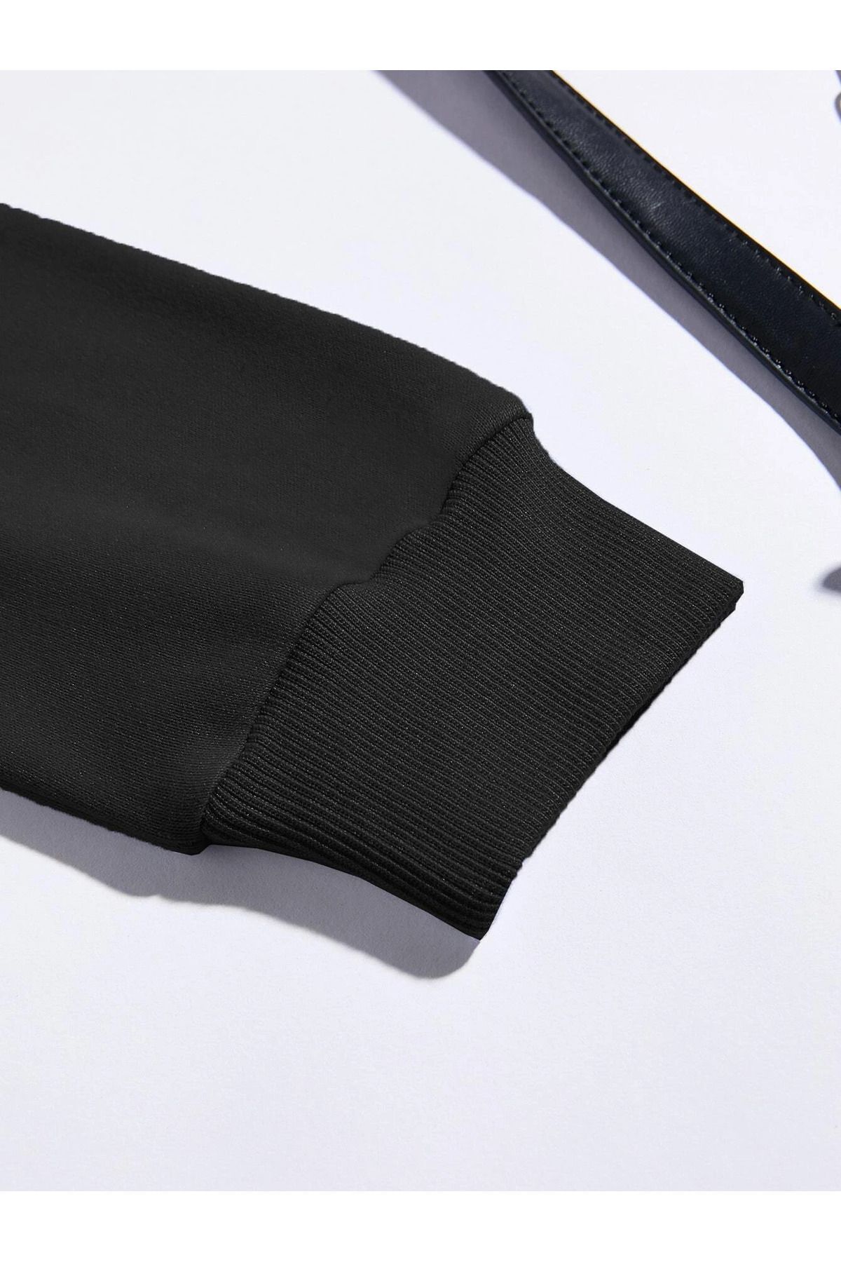 Genel Markalar ayıcık baskılı siyah oversize sweatshirt görsel 3