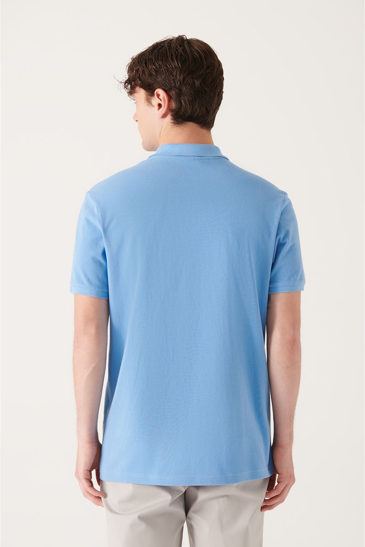 Avva-Tricou albastru pentru bărbați, 100% bumbac, cu gât polo, E 001004 4