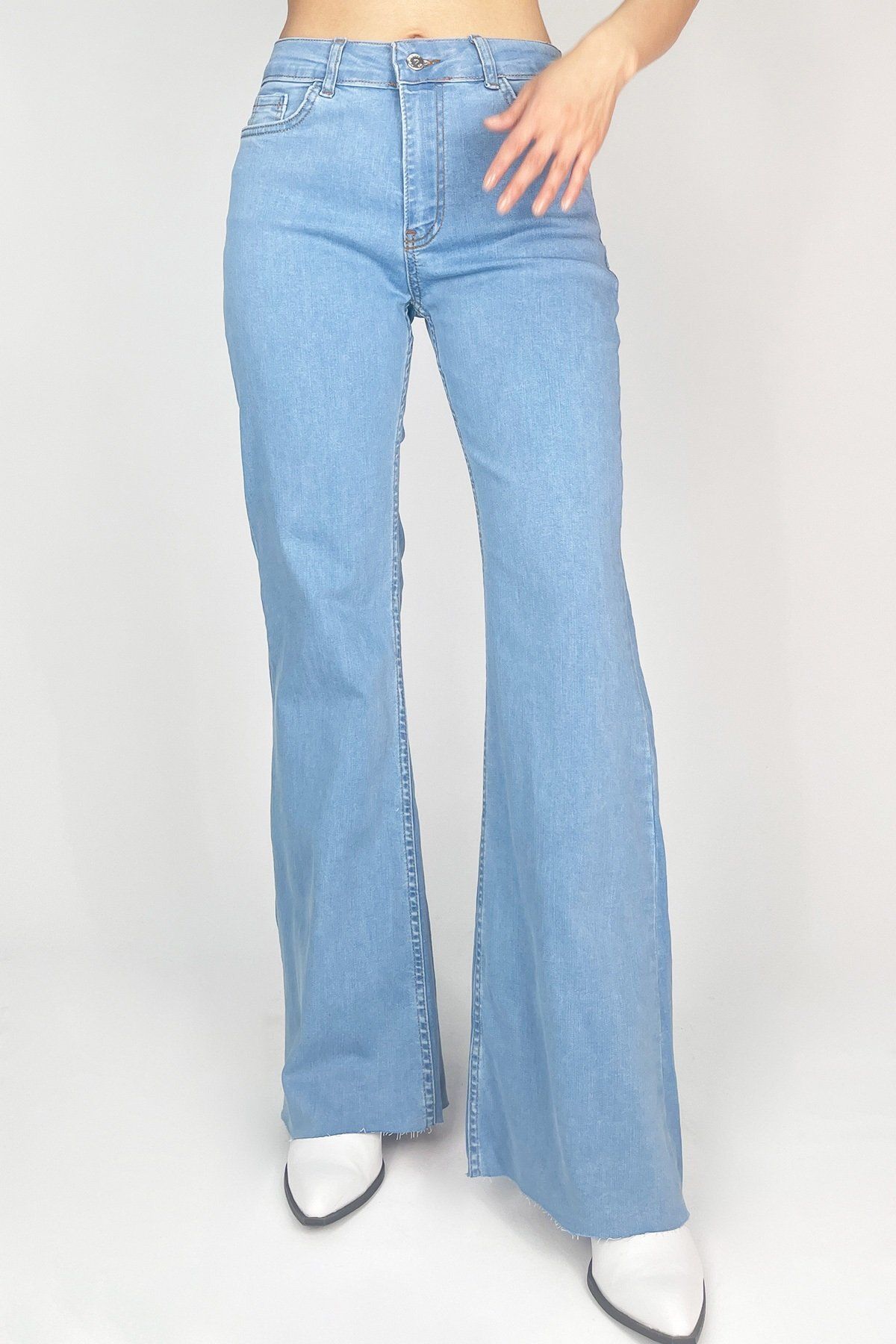 PARKhande-Ice Blue Spanish Leg Lycra Trousers 2