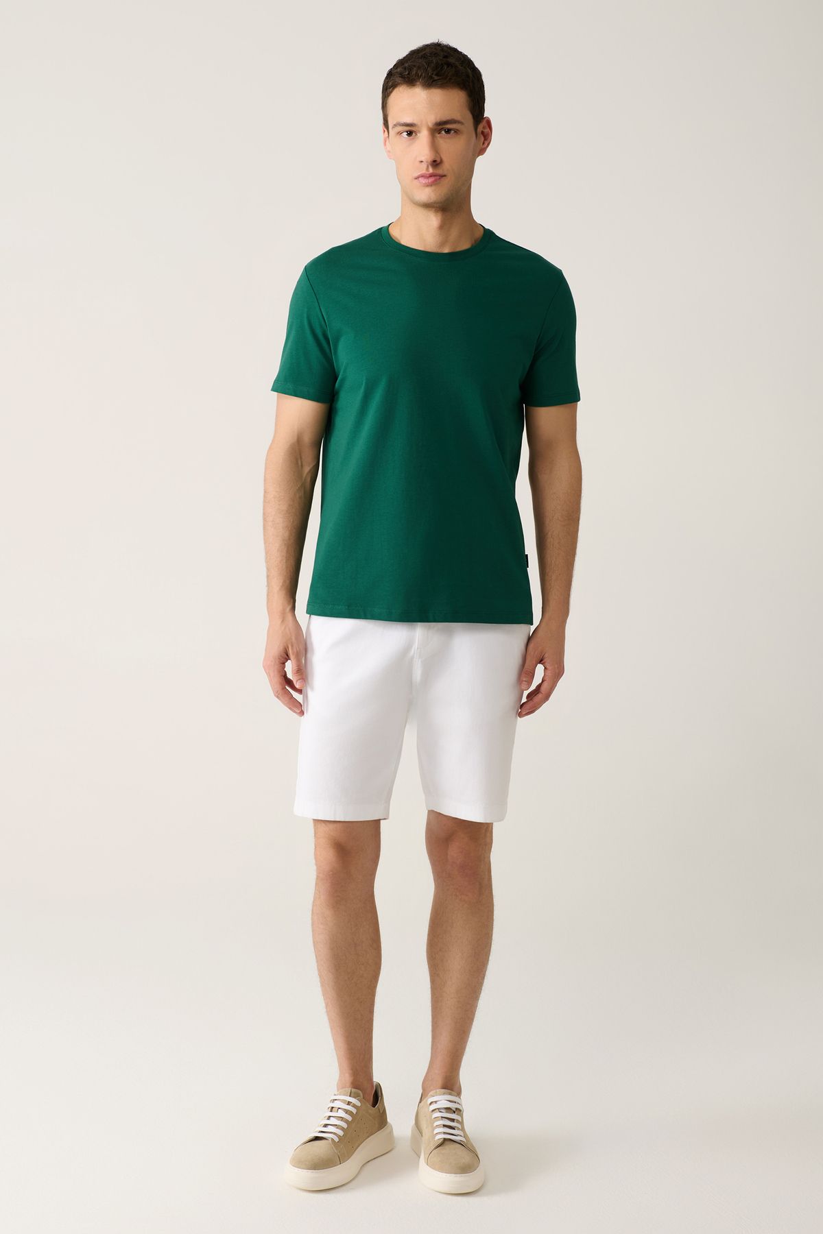 Avva-Men's Green 100% Cotton Breathable Crew Neck T-Shirt E 001000 5