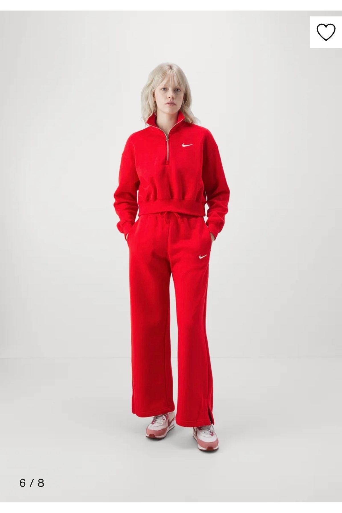 Nike-Nsw Phoenix Fleece Qz Crop Red Women's Sweatshirt 5