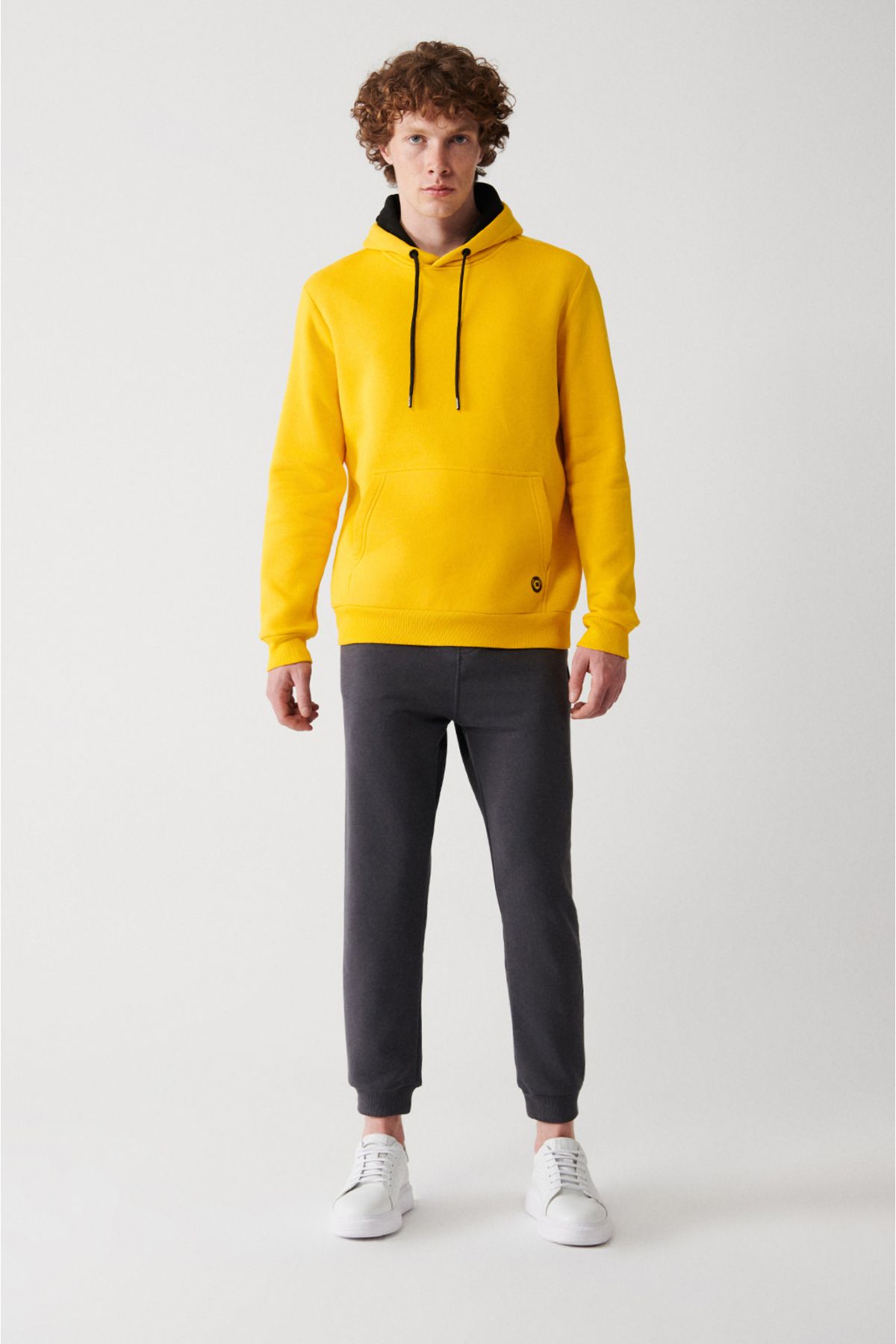 Avva-3 Thread Cotton Yellow Unisex Sweatshirt - Hooded and Ribboned E 001018 6