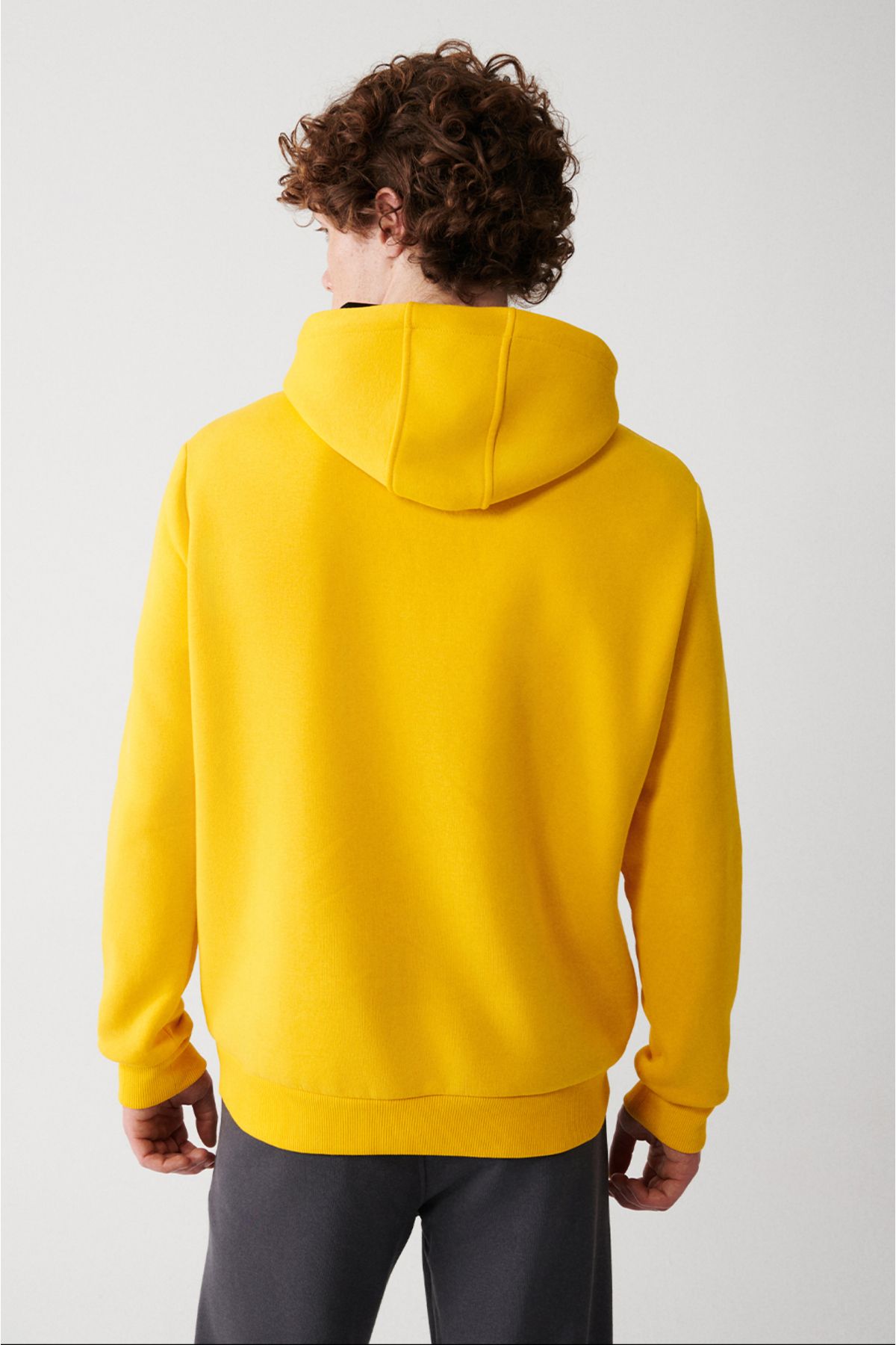 Avva-3 Thread Cotton Yellow Unisex Sweatshirt - Hooded and Ribboned E 001018 4