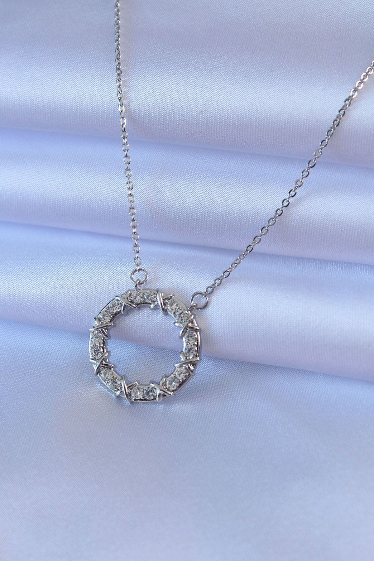 KfksStore 316L Çelik Gold Renk Zirkon Taşlı Xoxo Kadın Kolye