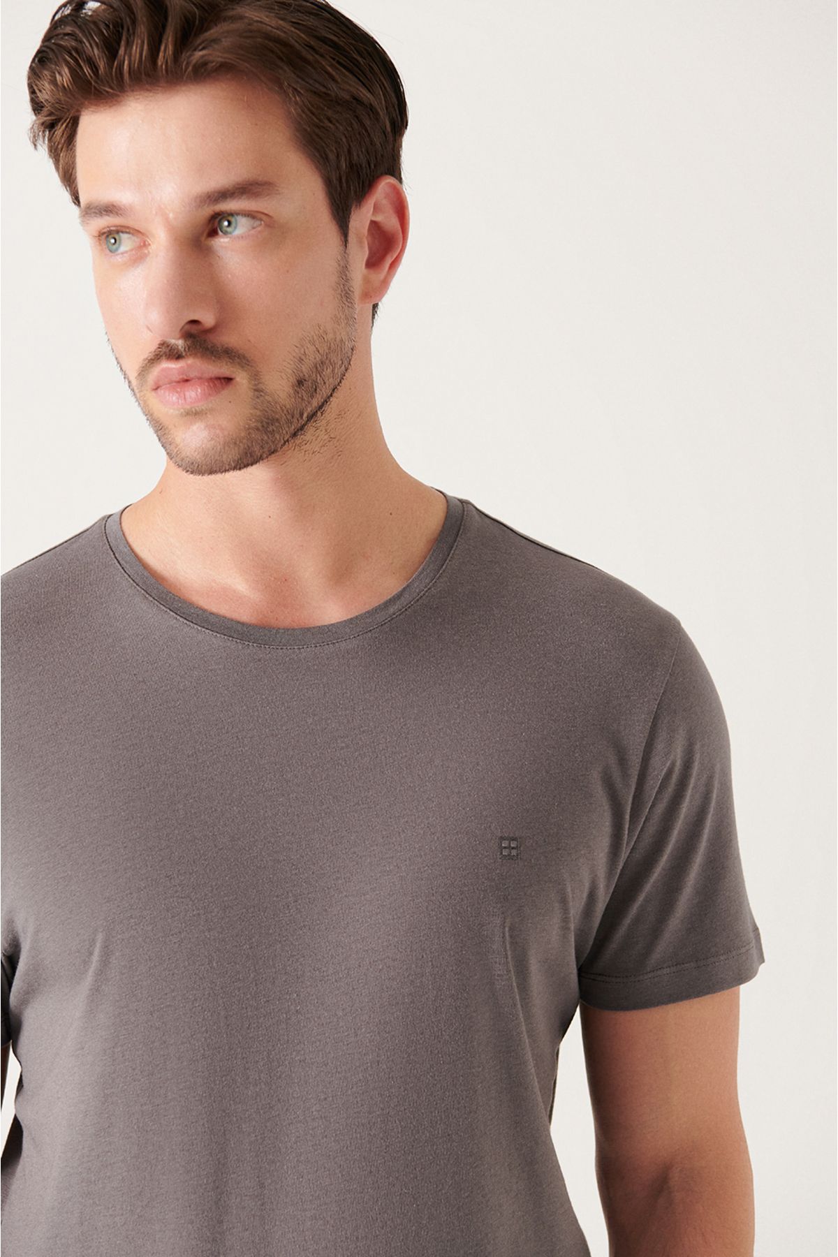 تیشرت مردانه آنتراسیت Ultrasoft Crew Neck Plain Modal B001171 Avva