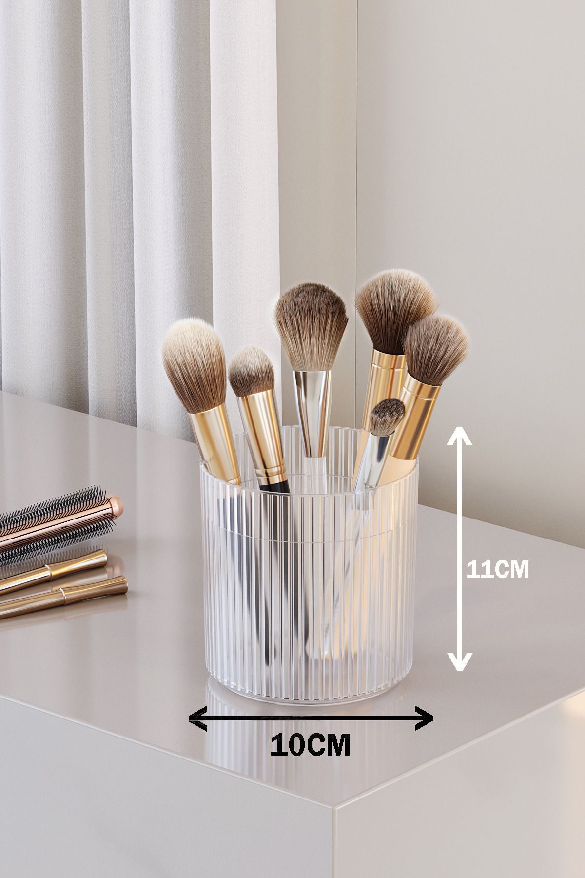 Pufwin Home-2 Pieces Makeup Brush and Comb Organizer Multi-Purpose Cosmetic Bathroom Organizer Box Organizer Set 3