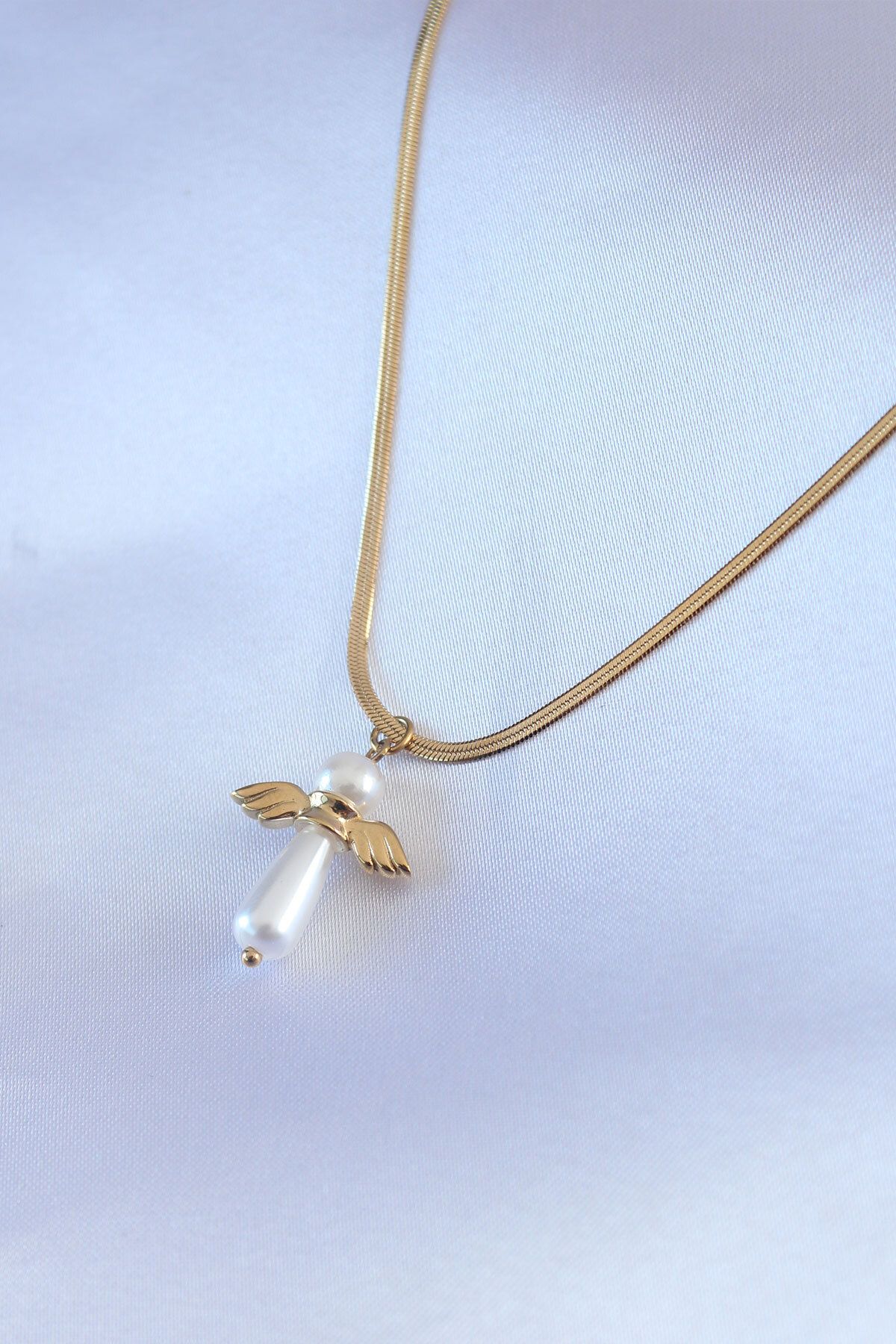 KfksStore 316L Çelik Gold Renk İtalyan Zincir Model Piyon Figür Kadın Kolye