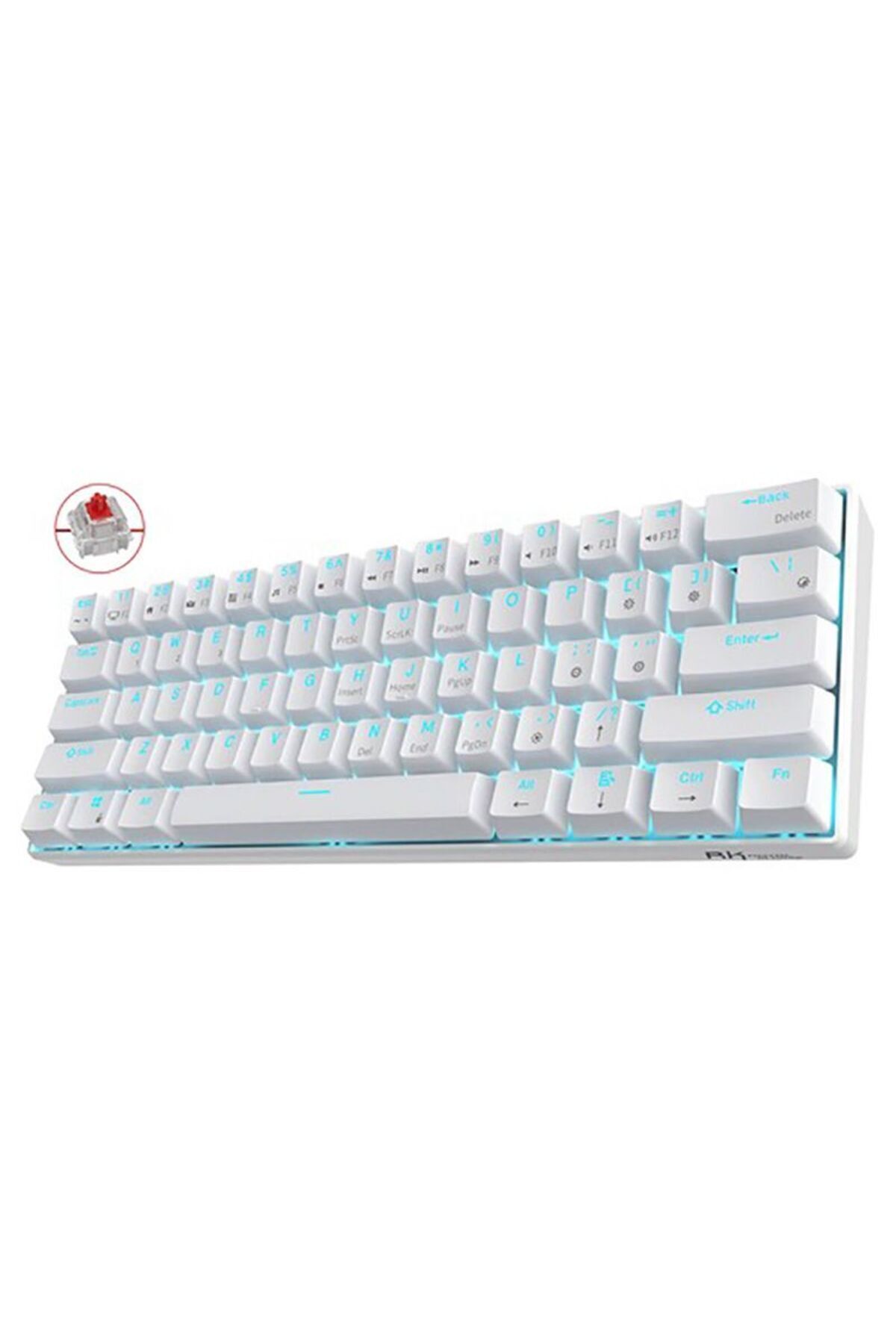 ROYAL KLUDGE-Rk61 Tri-Mode Rgb 61 Keys Hot Swappable White Mechanical Keyboard - Blue Switch 1