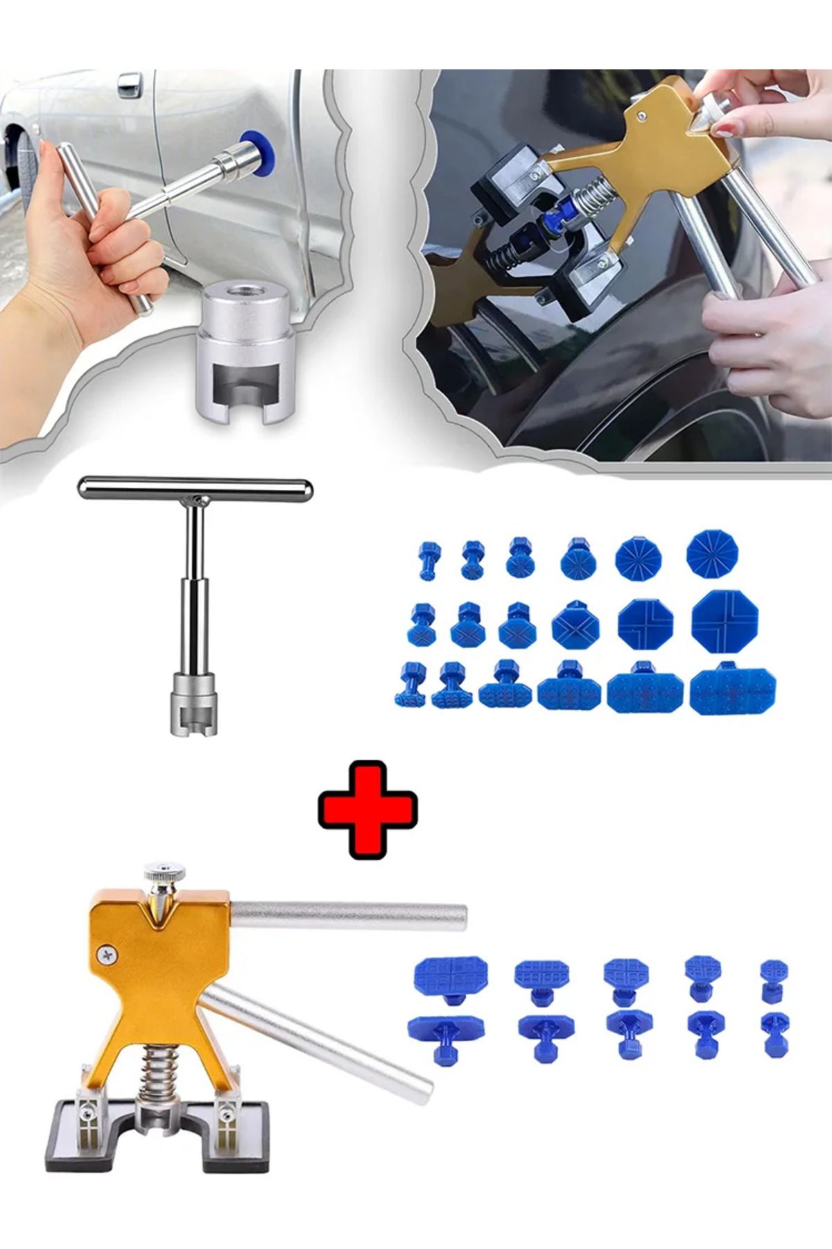 Choice-Paintless Car Dent Removal Tools Sheet Metal Dent Puller short T-Dent Pull Set Suction Cup Worksh... 8