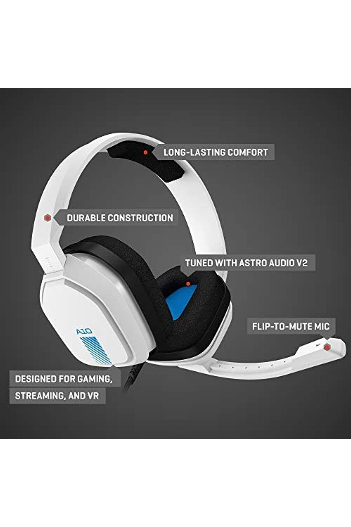 Astro-A10 White Gaming Headset 3.5 MM - PS4, PS5 6