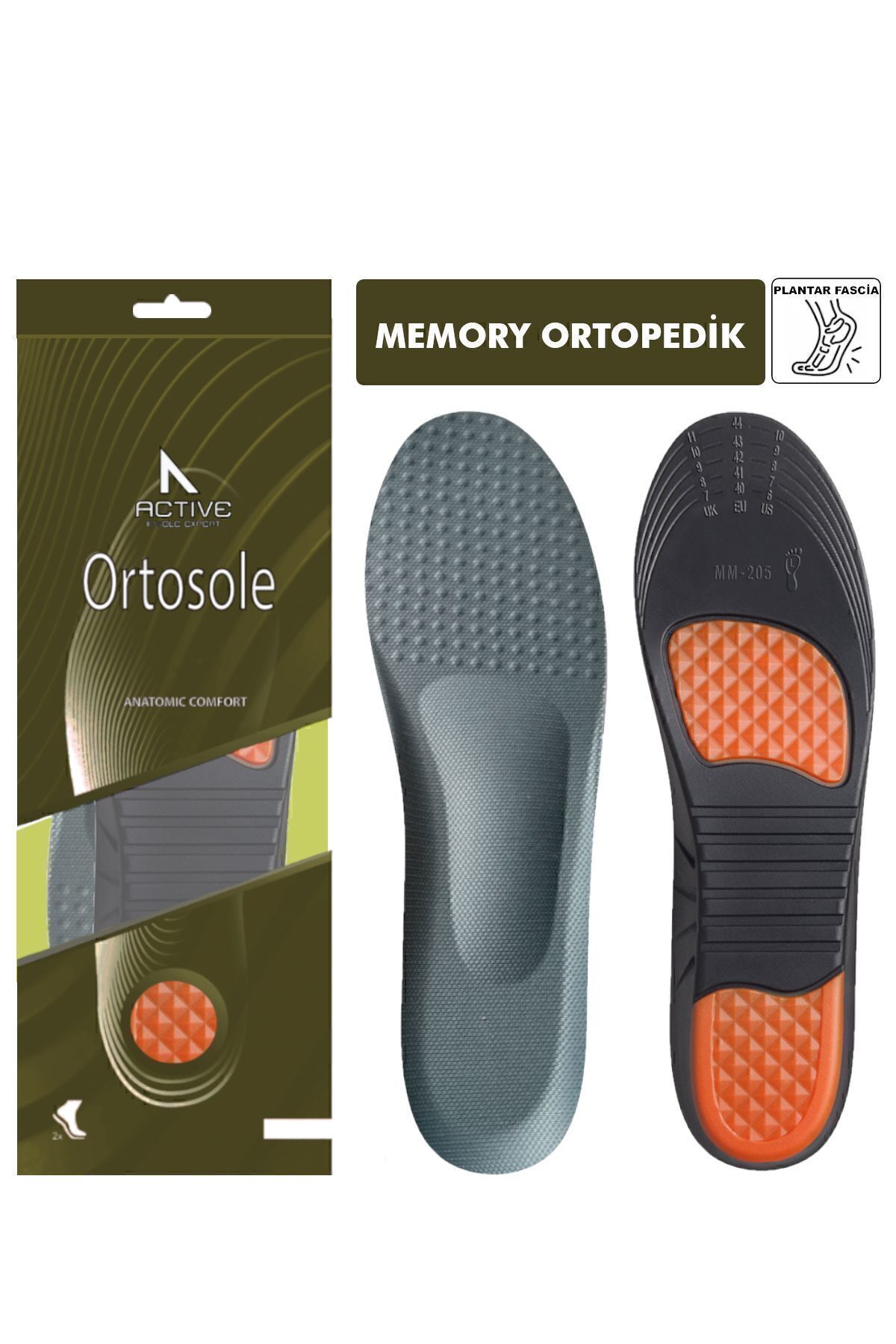 Ortosole OS205 - Darbe Emici Memory Foam Ayakkabı Tabanlığı, Çukur Tabanlar Için Kemer Destekli, Tabanlık