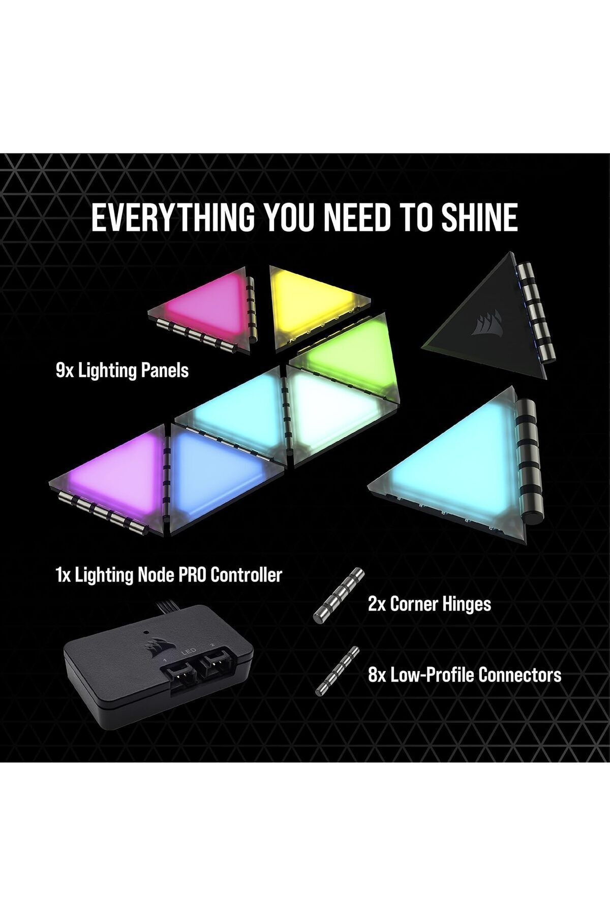 Corsair-iCUE LC100 Case Accent Lighting Panels Mini Triangle 9x tile starter kit 8