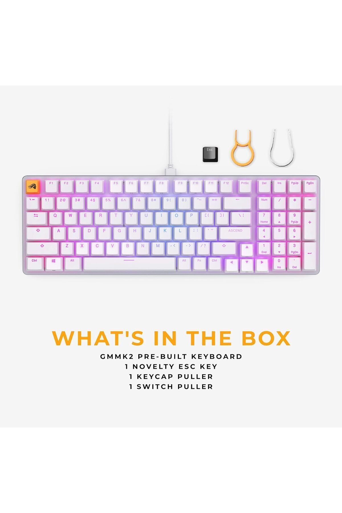 Glorious-GMMK2 RGB Mechanical 96% Gaming Keyboard - White 6
