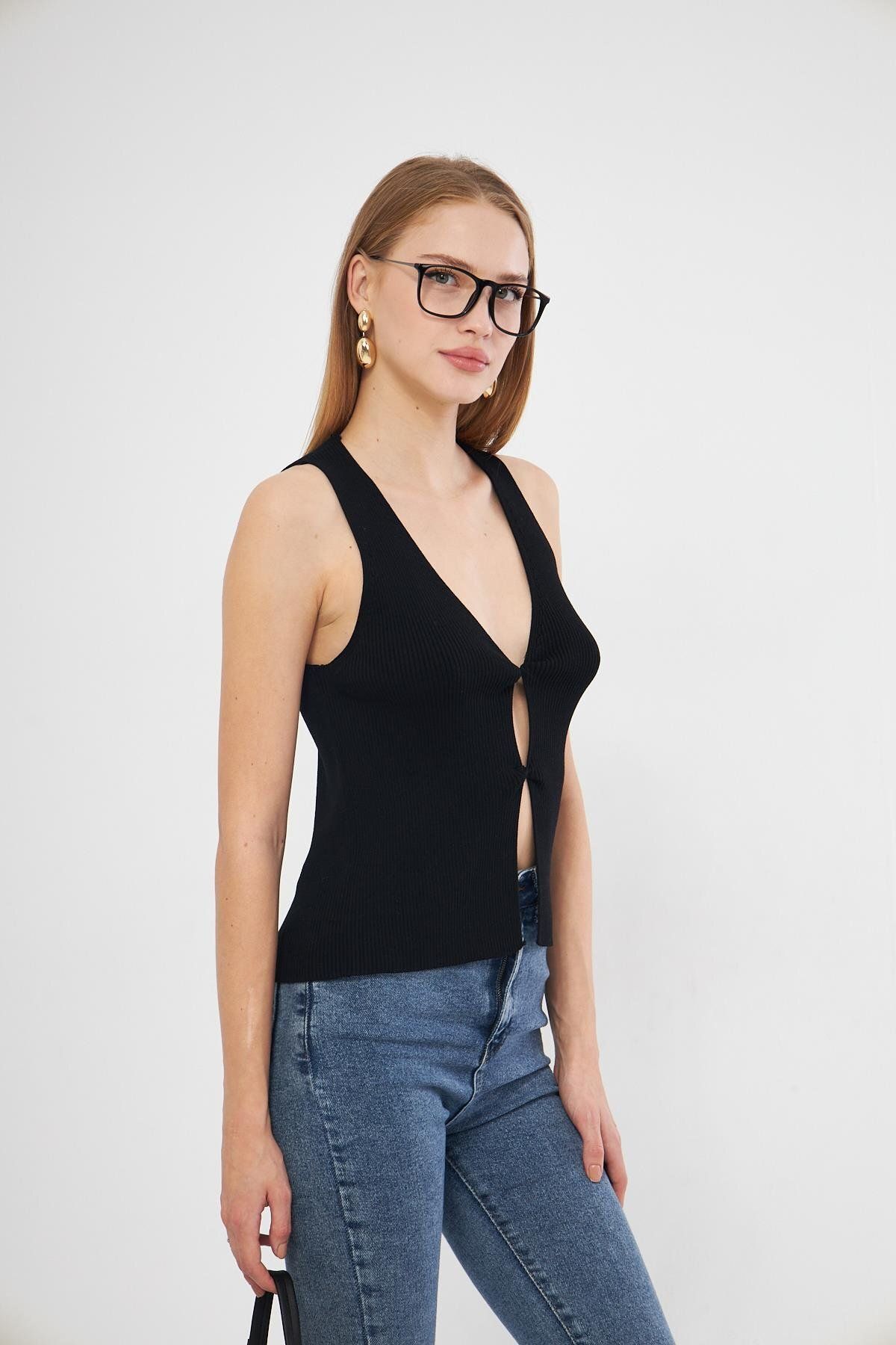 Irmak Kerekli Vestă Neagră Din Tricot Pentru Femei - Femeie - Standard