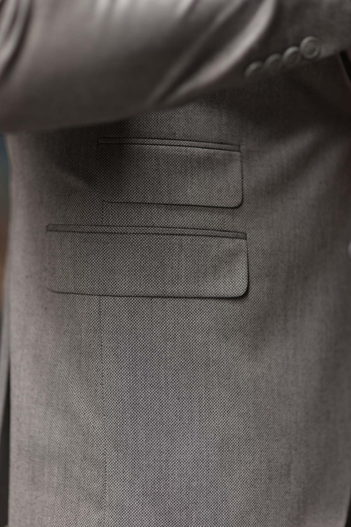 Fc Plus Geniş Yaka Pantolonu Pileli Takım Elbise Slim Fit görsel 7