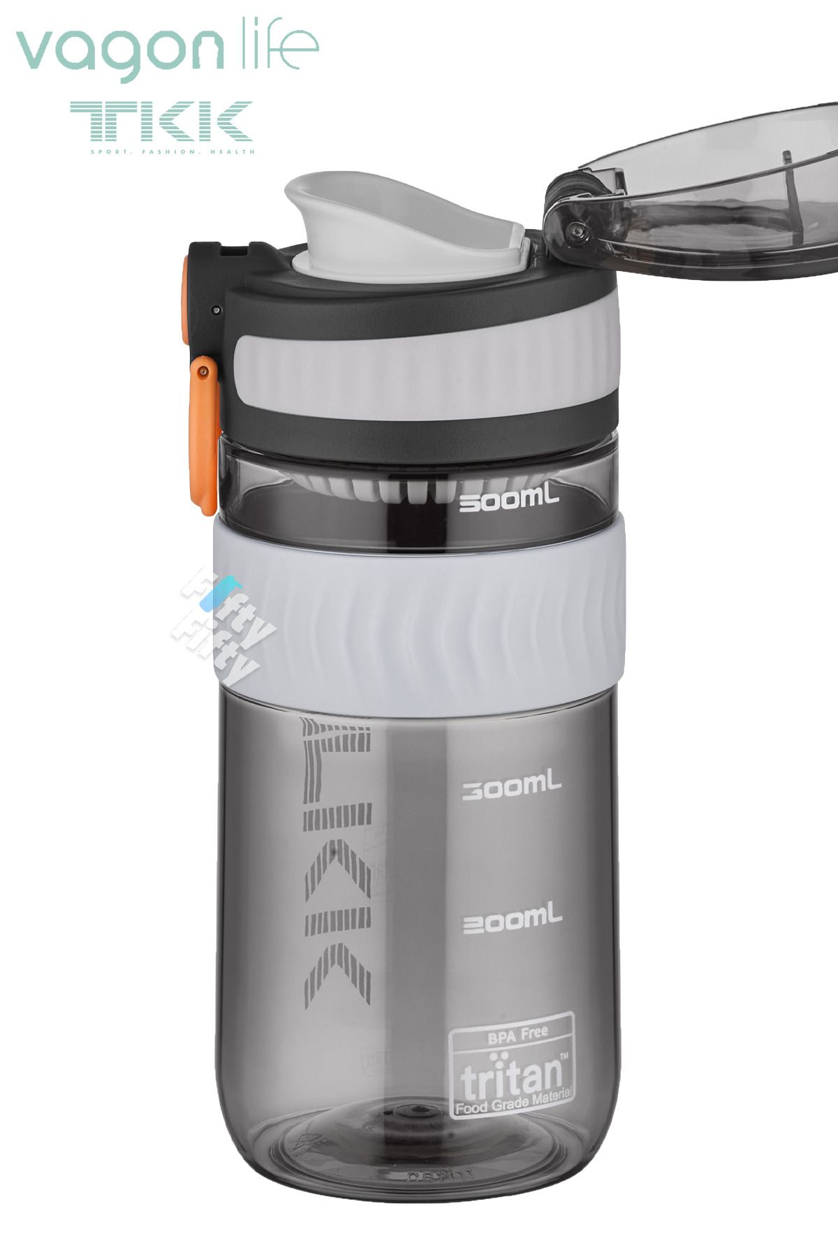 Vagonlife-Tkk 550 ml Bpa Free and Tritan Water Bottle with Carrying Handle - Comfortable Drinking U Mouth Fftkk1016-550Ml 2