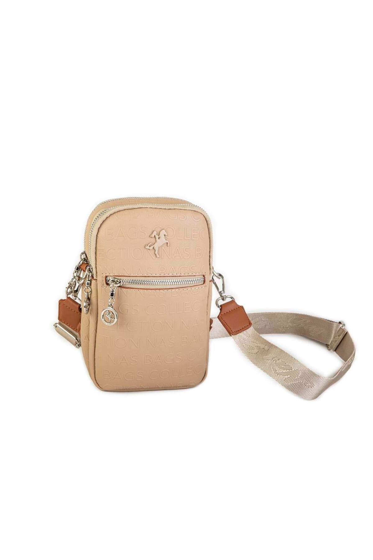 Nas Bag-Geantă de damă în talie și corp Geantă Crossbody Transformabilă Nas Geantă nisip bronz în relief 2