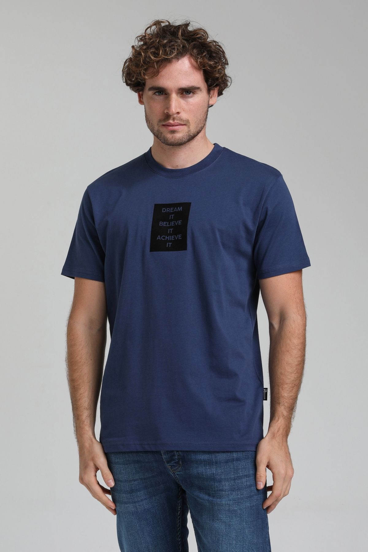 NEW WORLD POLO-Crew Neck Indigo Slim Fit T-Shirt 23ssm20288 2