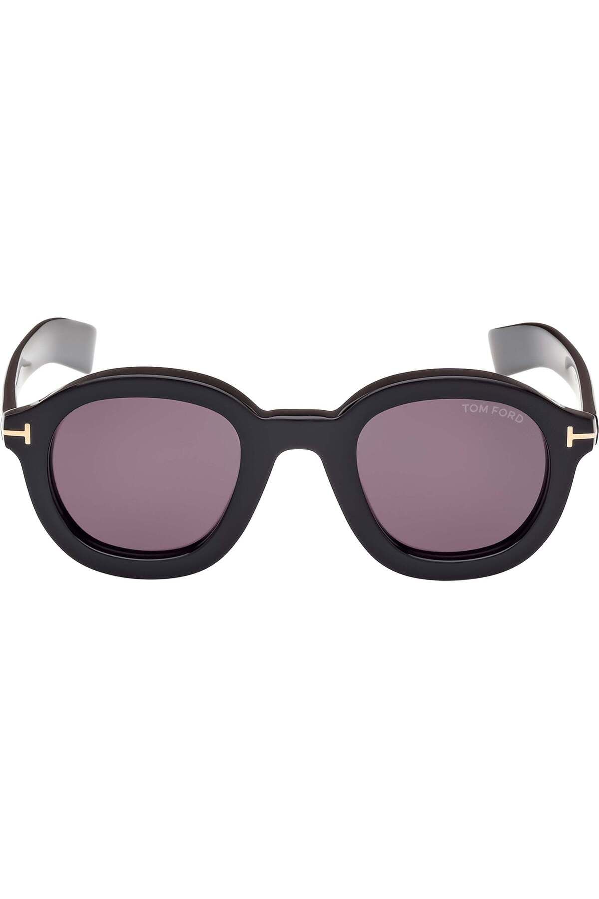 Unisex Black Organic (UV) Glass Bone Closed Frame Oval - عینک آفتابی گرد TF1100 01A 46-25 R Tom Ford